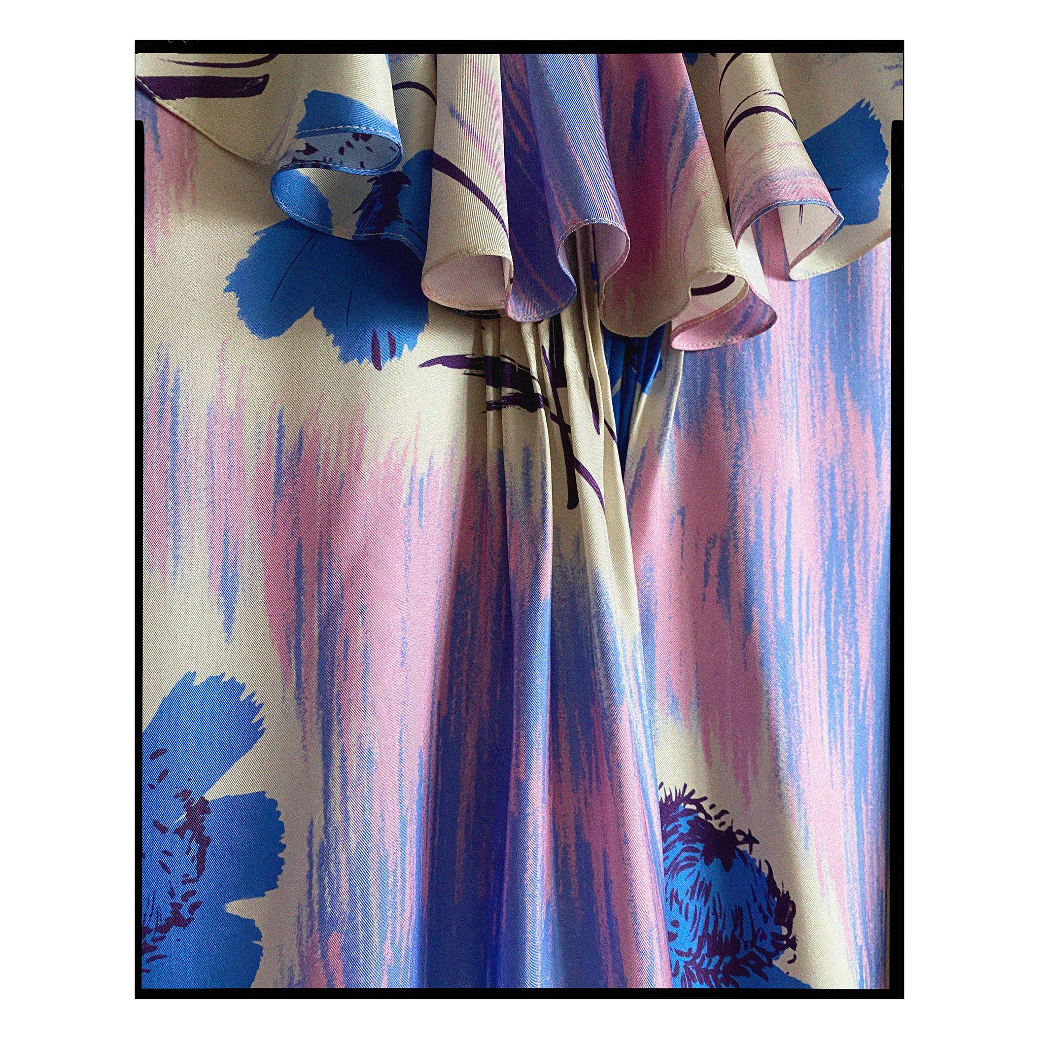 Painterly Floral Silk Twill Smock Dress
