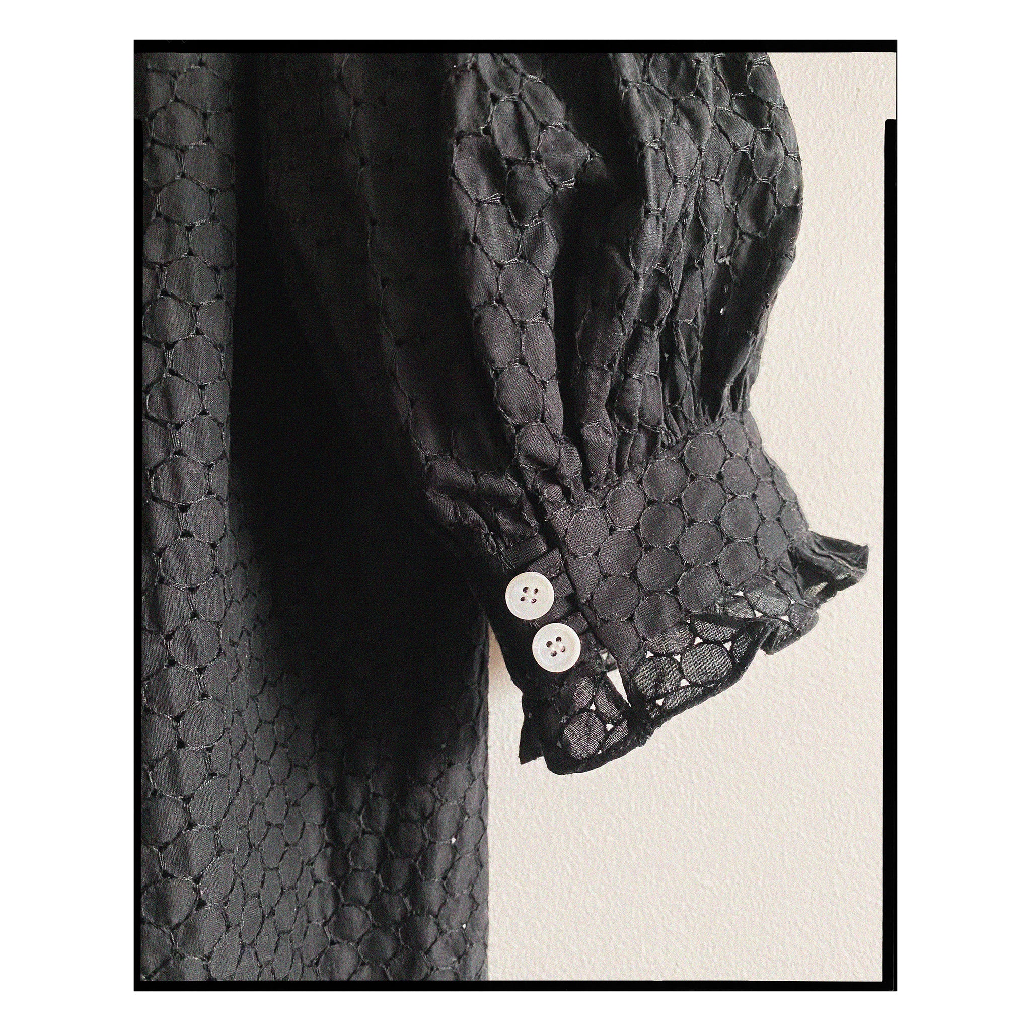 Black Mixed Eyelet Ruffle Tunic