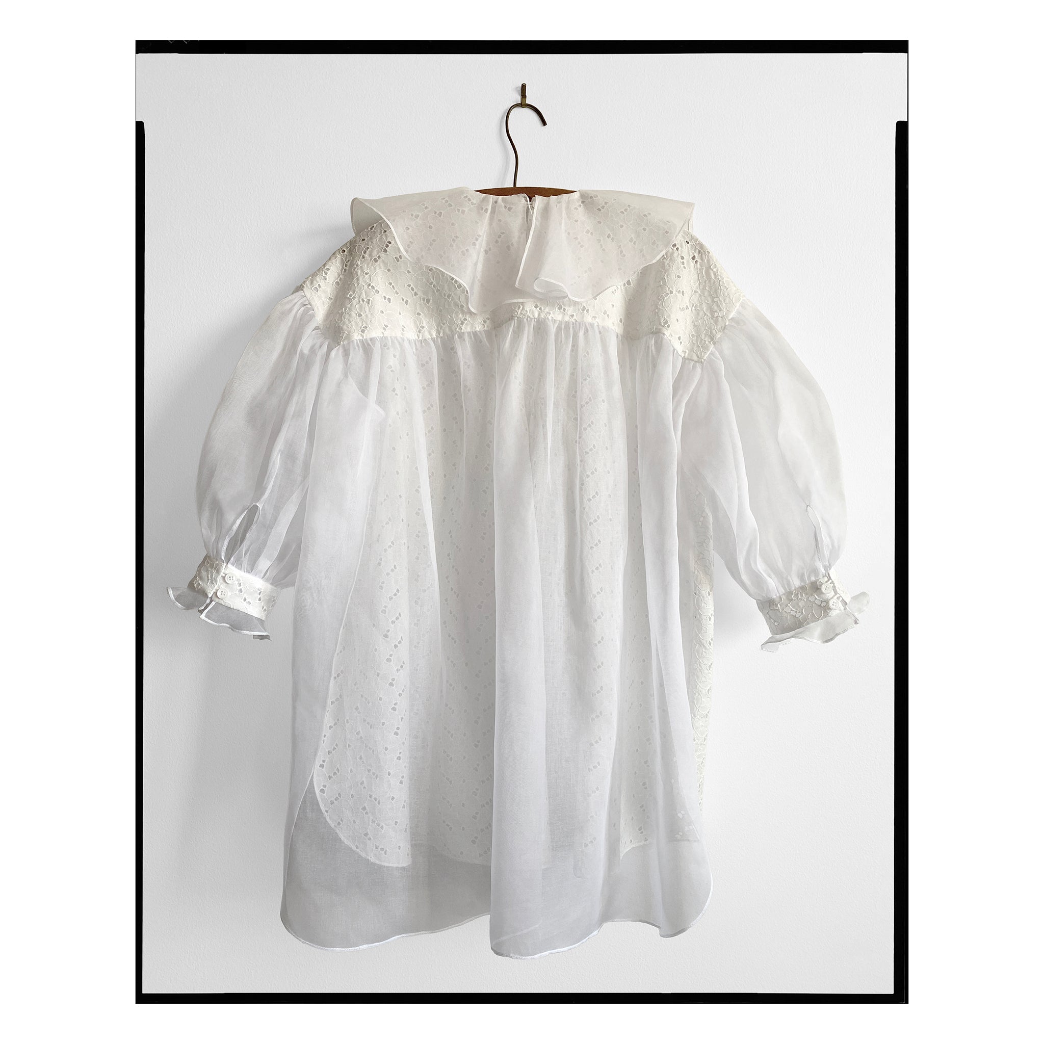 White Eyelet Sheer Back Ruffle Tunic