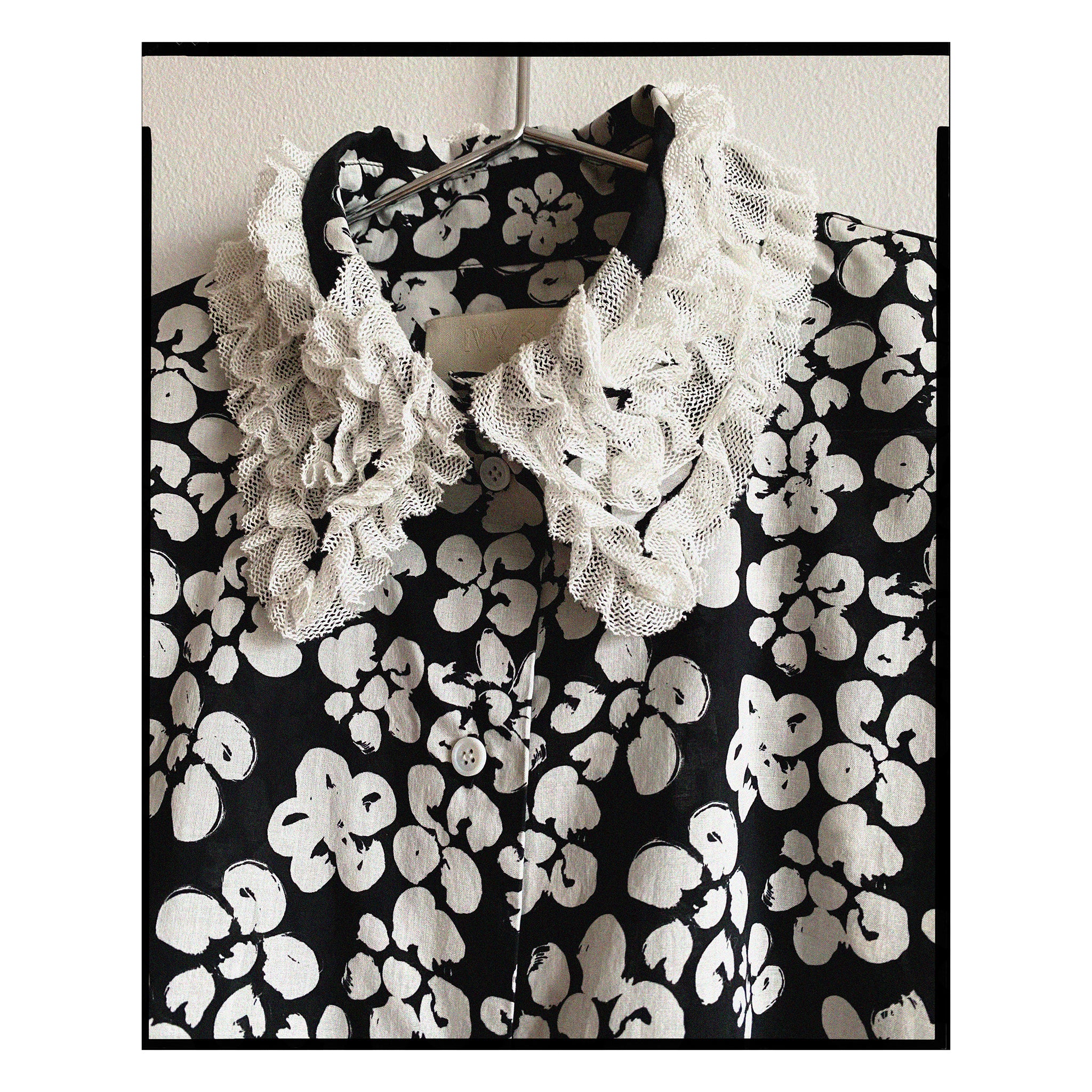 Floral Ruffle Collar Shirt