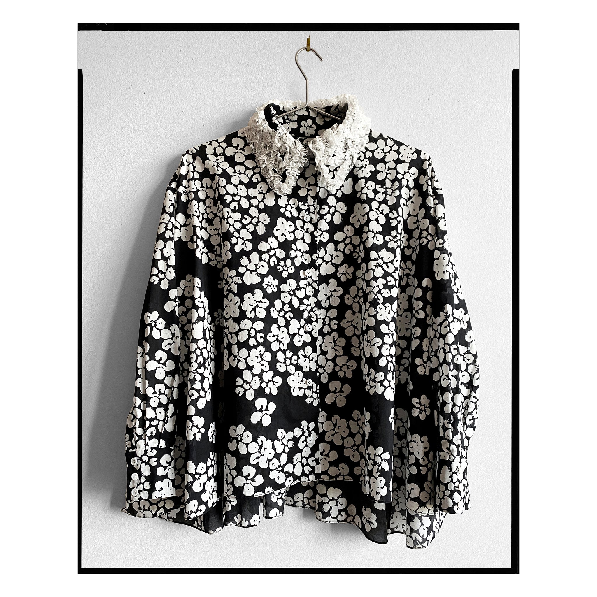 Floral Ruffle Collar Shirt