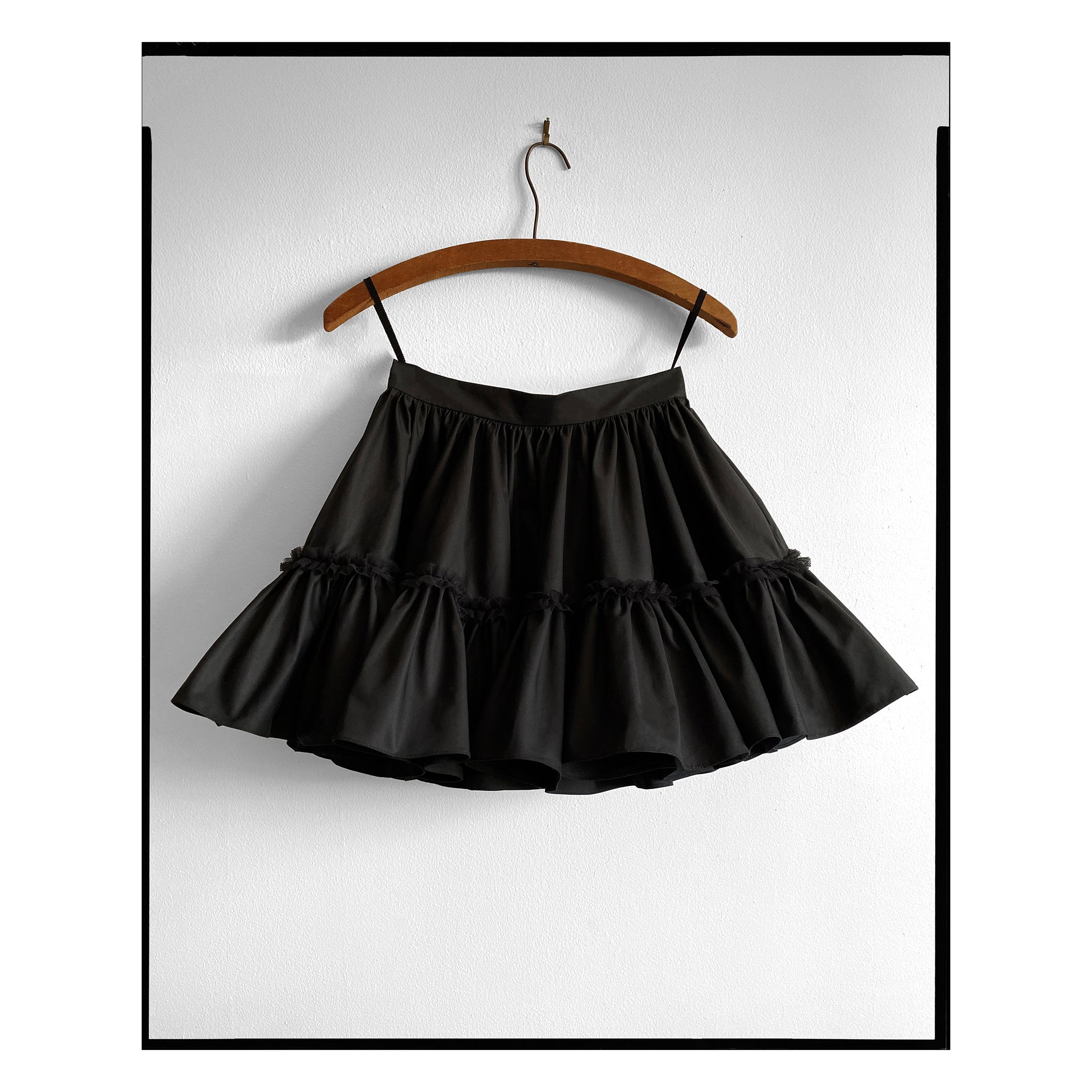 Black Poplin Mini Petticoat Skirt
