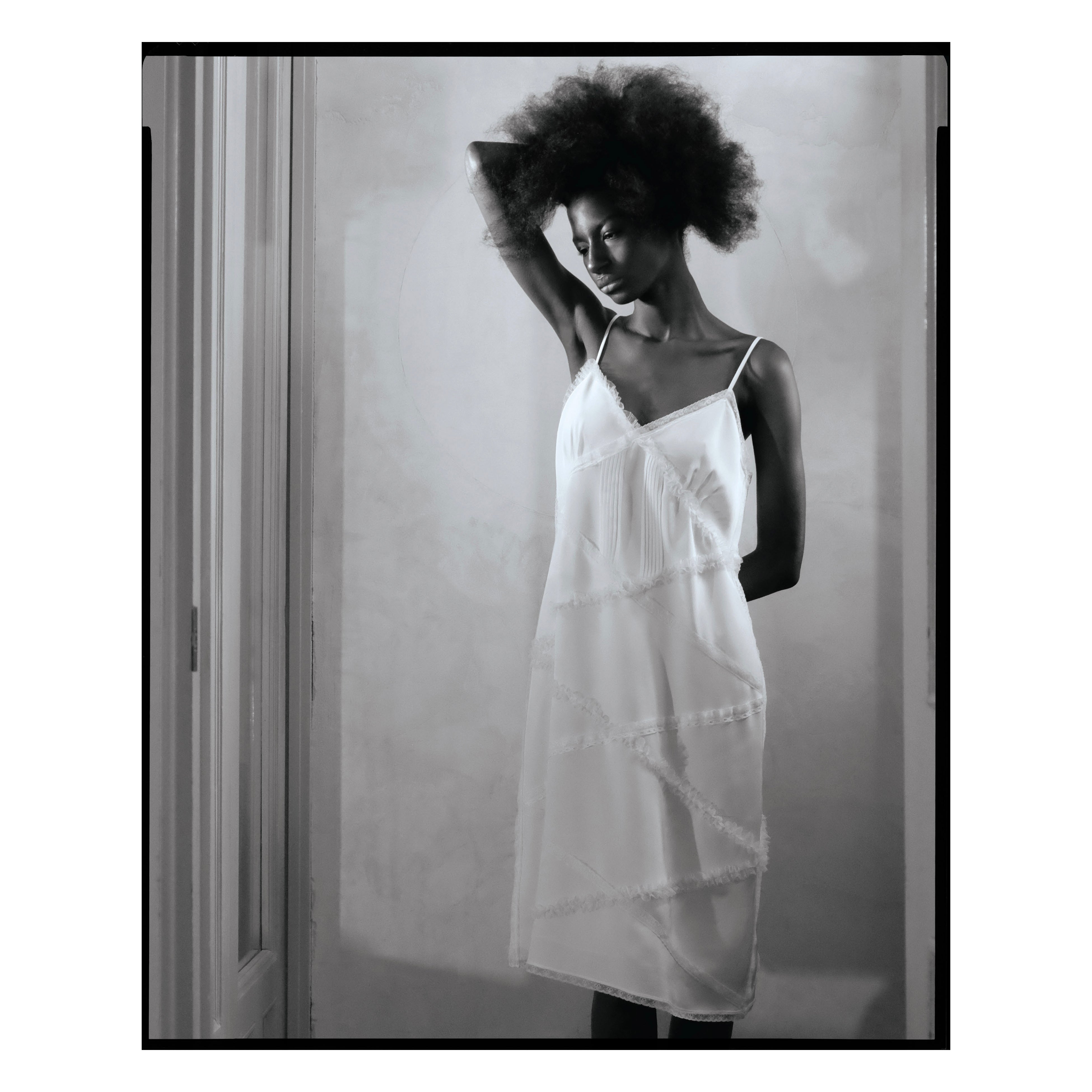 Ivory Pintucked Silk Crepe Slip Dress