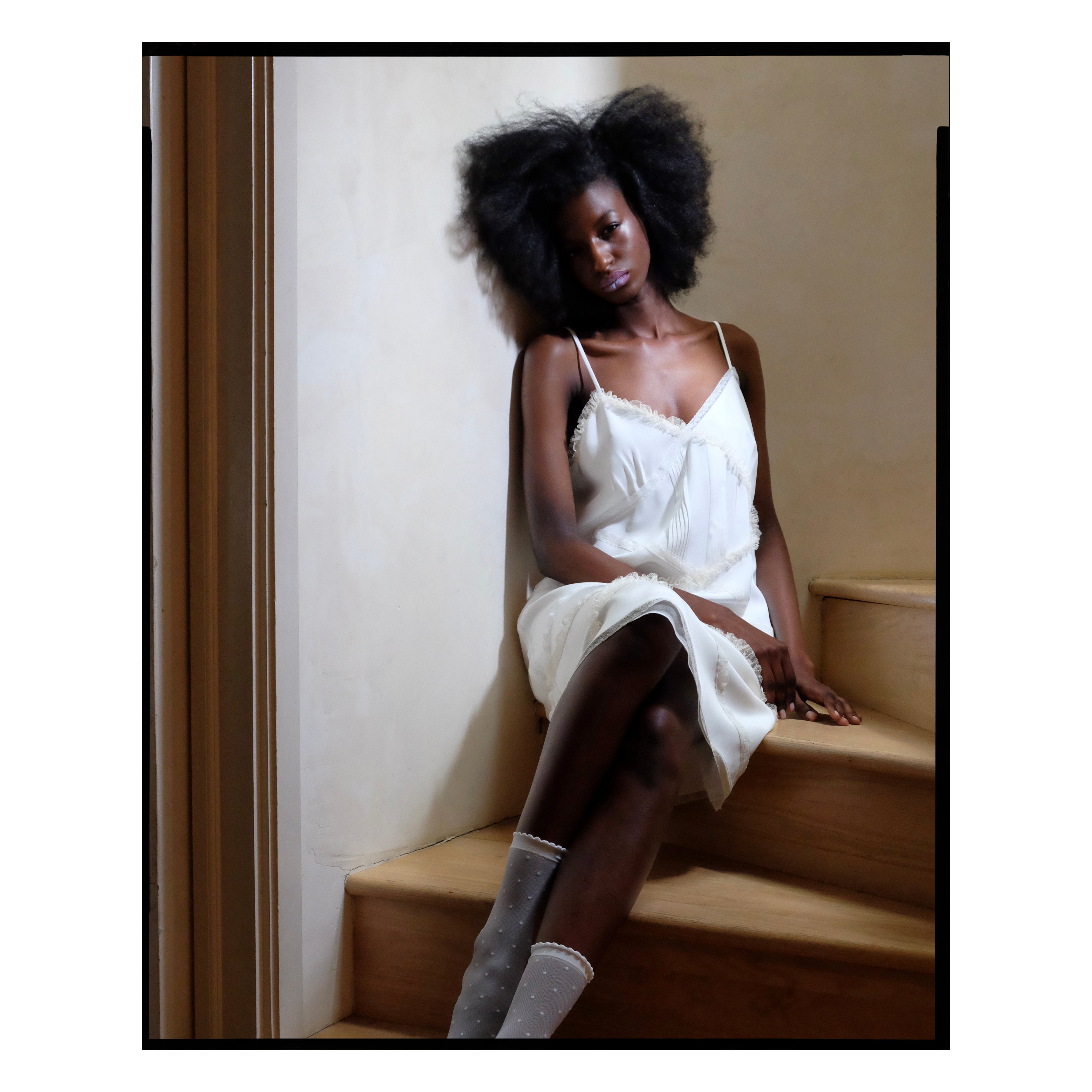 Ivory Pintucked Silk Crepe Slip Dress
