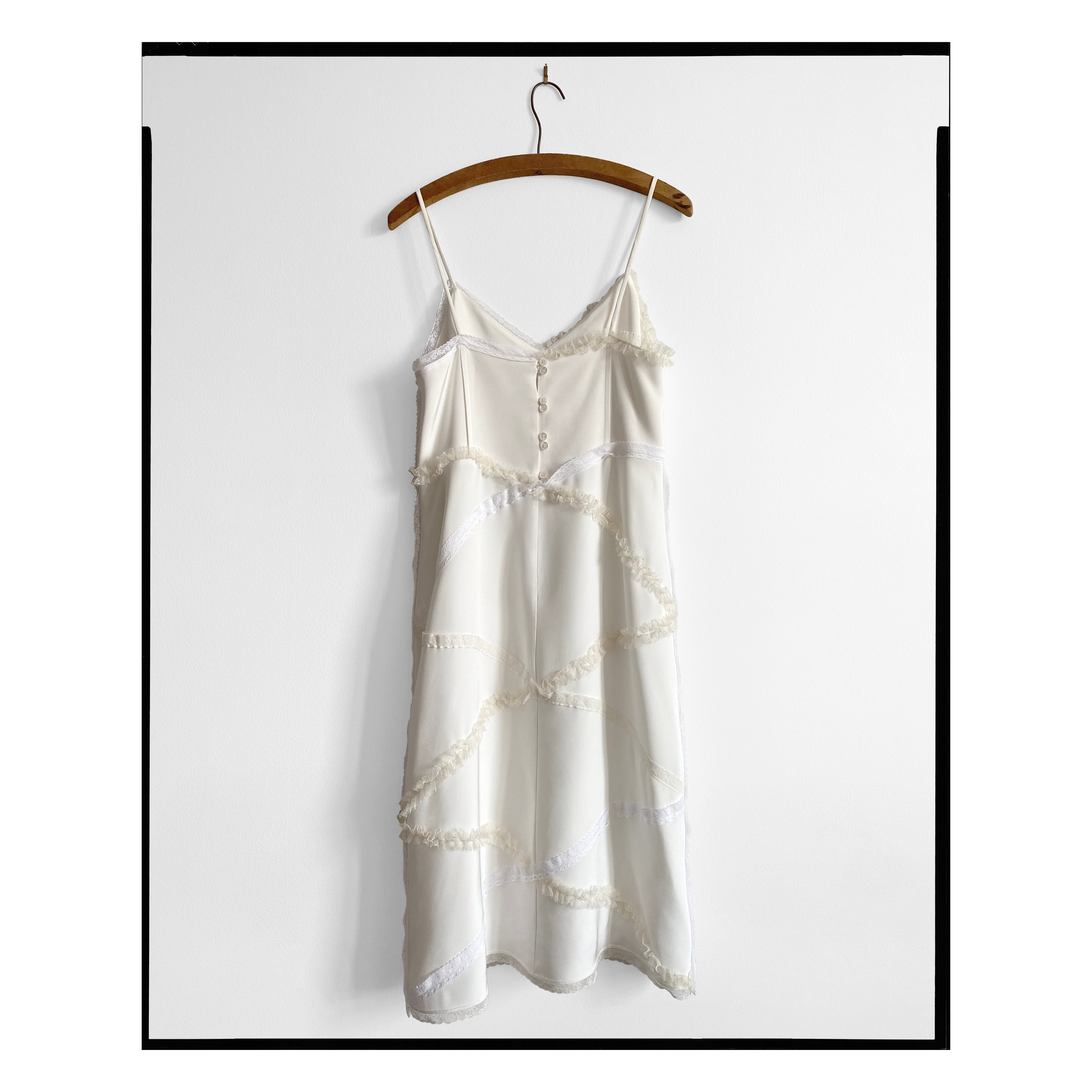 Ivory Pintucked Silk Crepe Slip Dress
