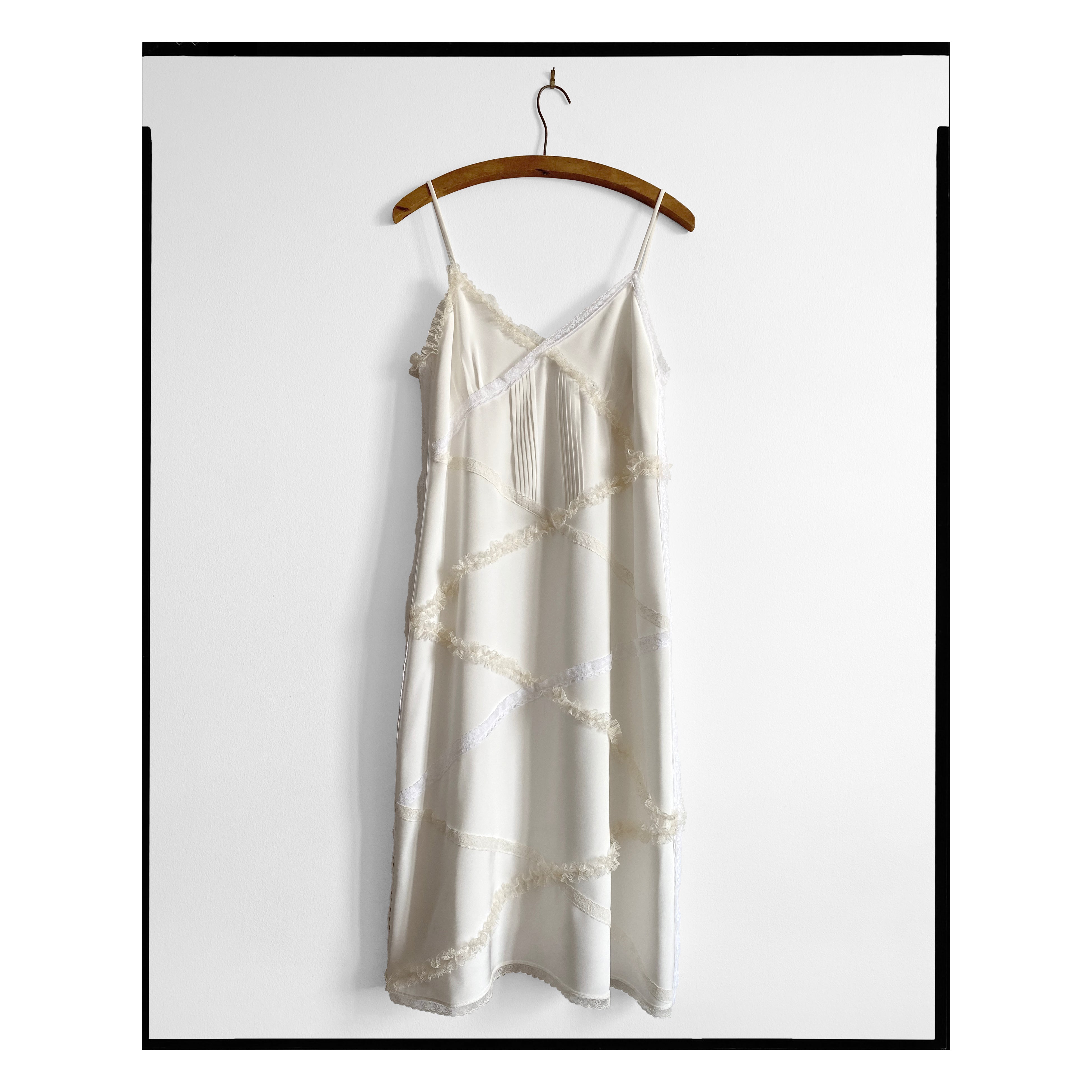 Ivory Pintucked Silk Crepe Slip Dress