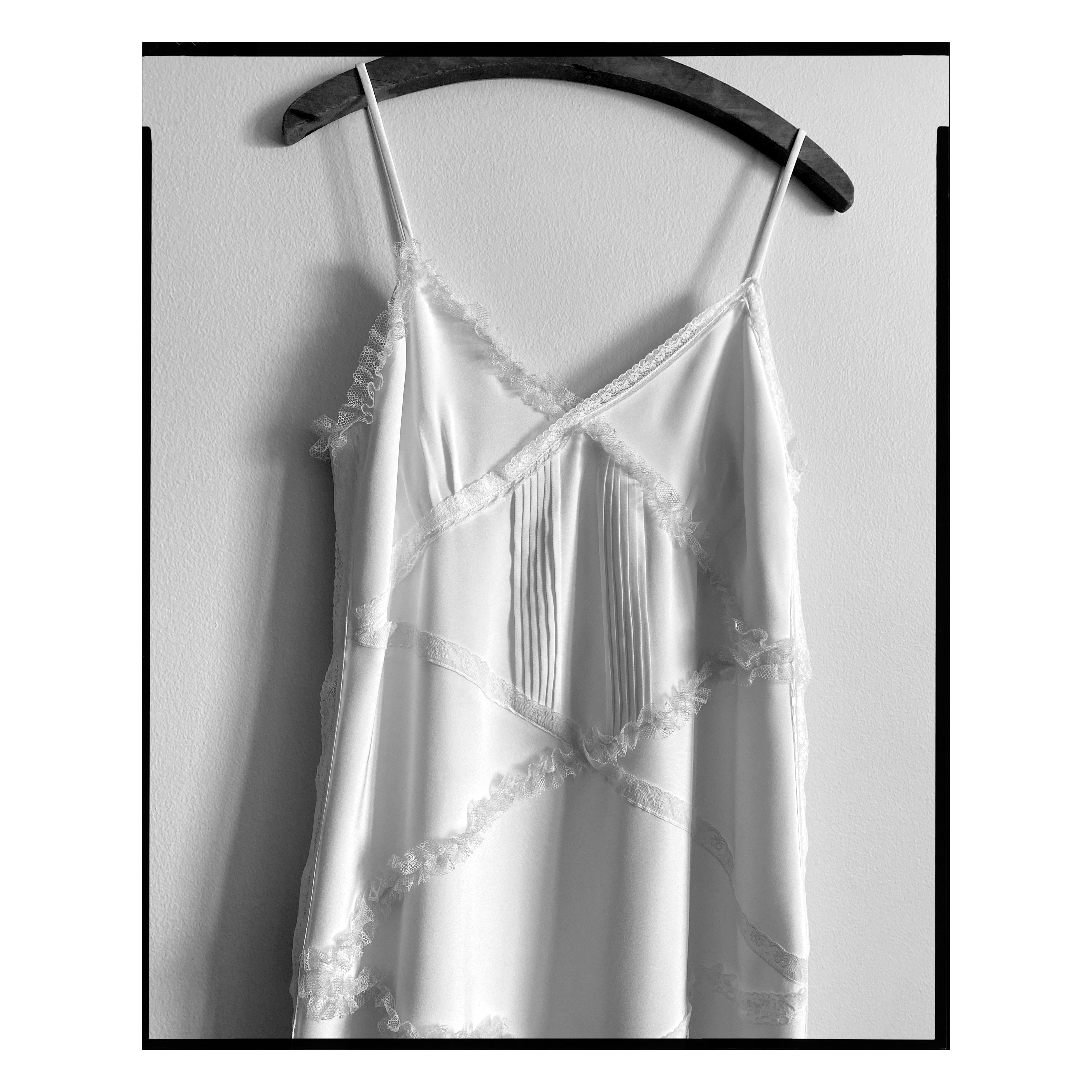 Ivory Pintucked Silk Crepe Slip Dress