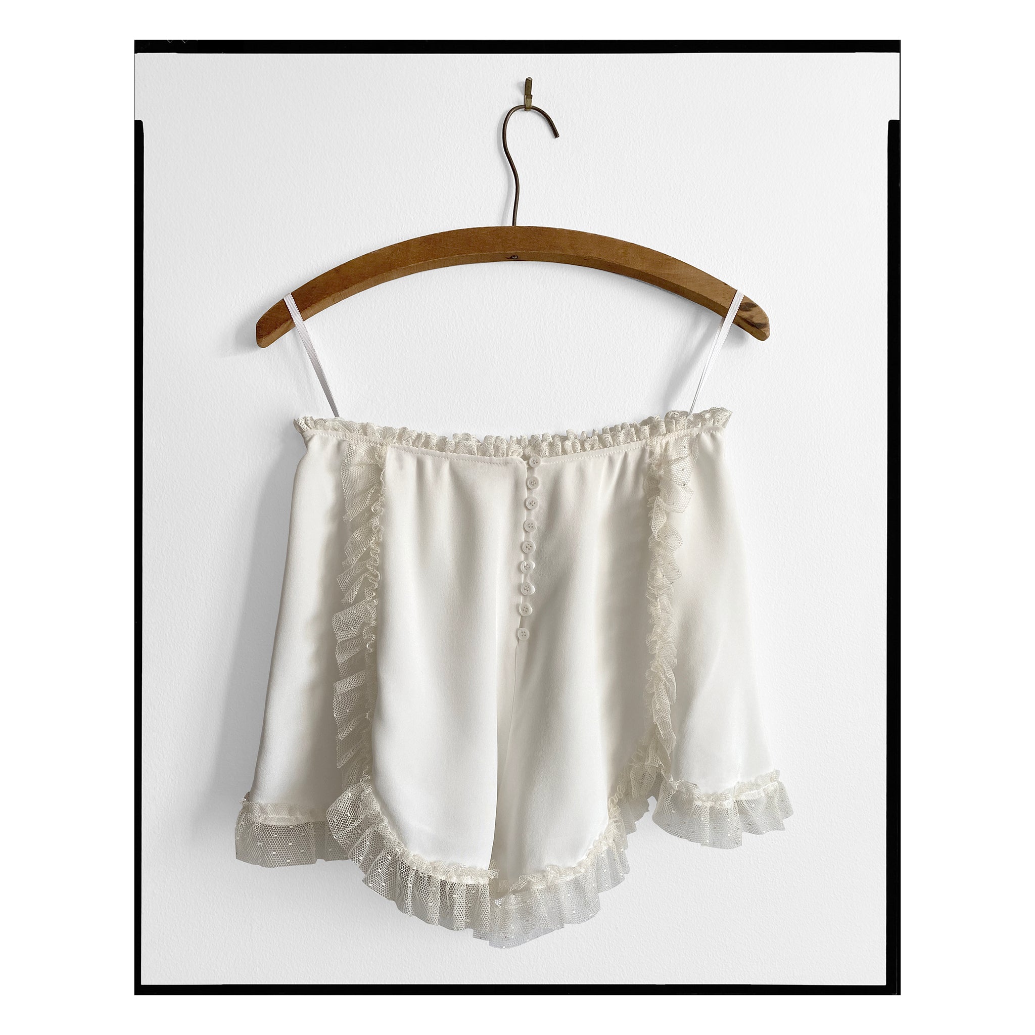 Ivory Pintucked Silk Crepe Tap Shorts