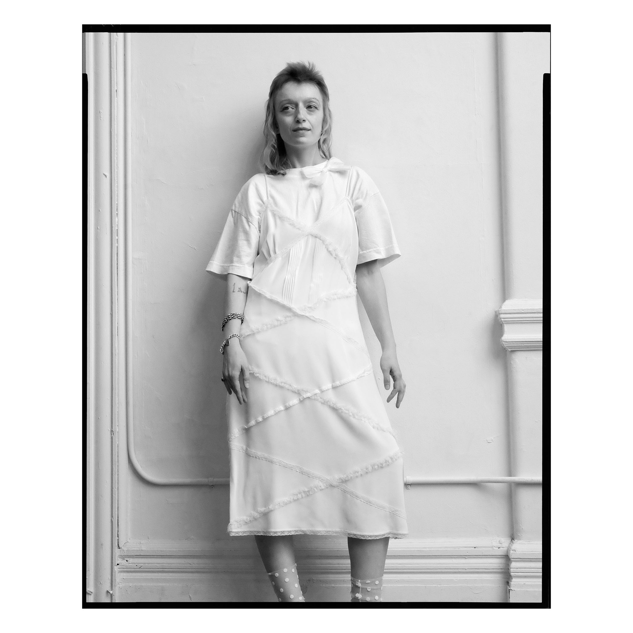 White Organdy Single Bow Tee
