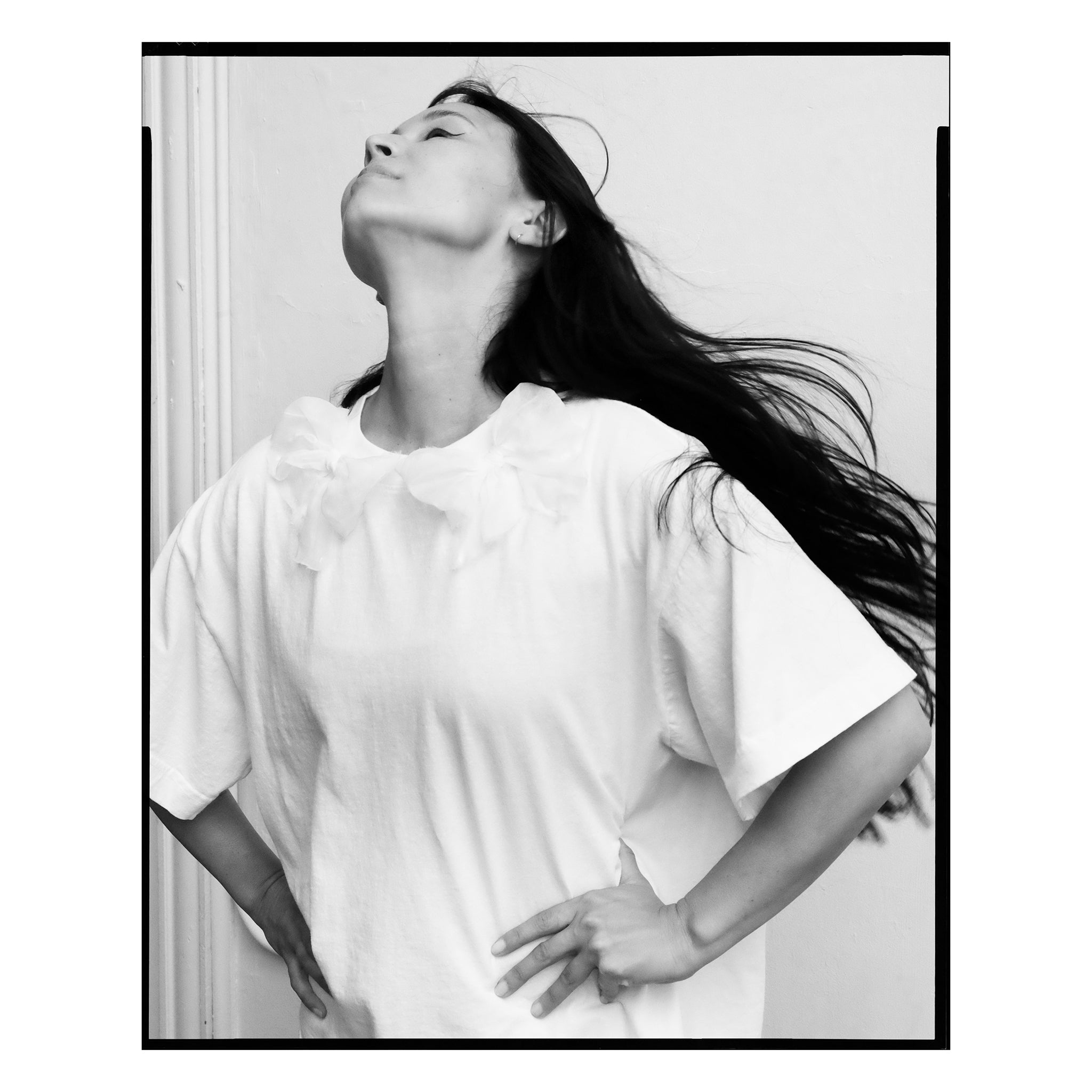 White Cotton Organdy Bow Tee