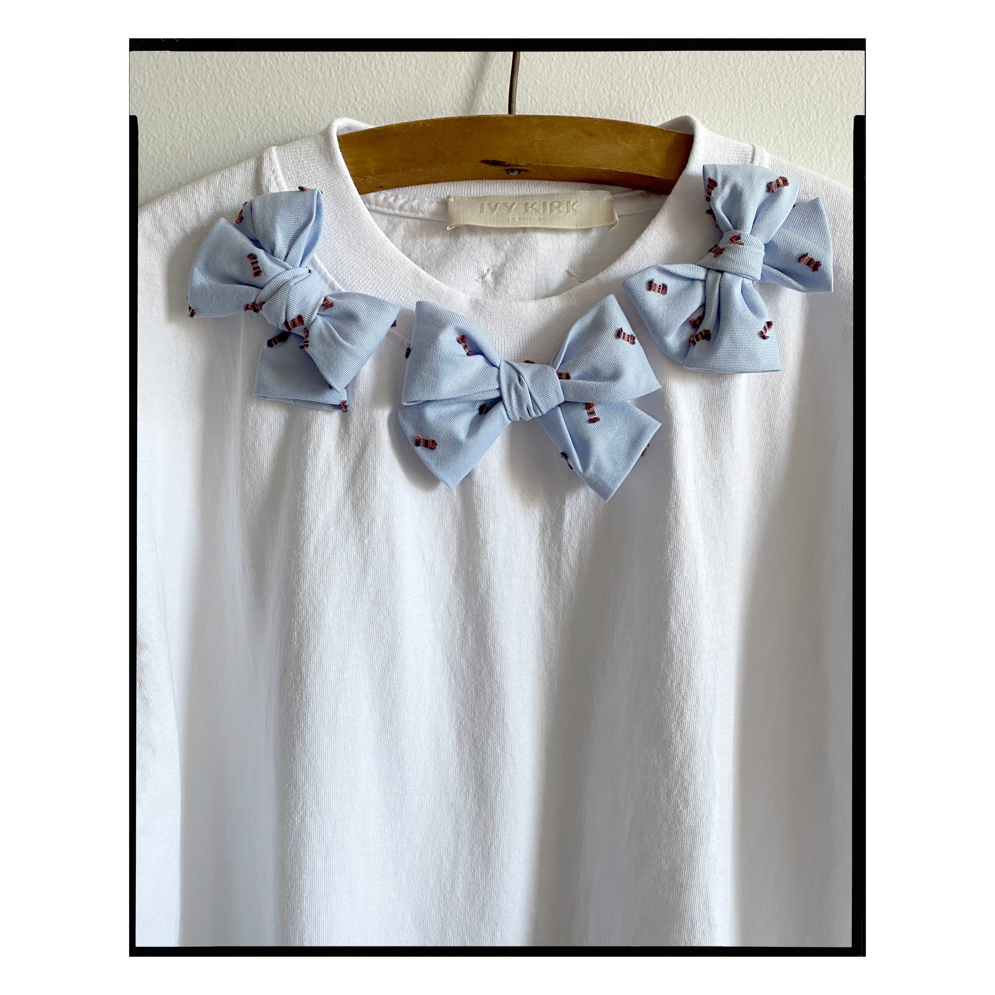 Blue Dot Mini Bow Tee