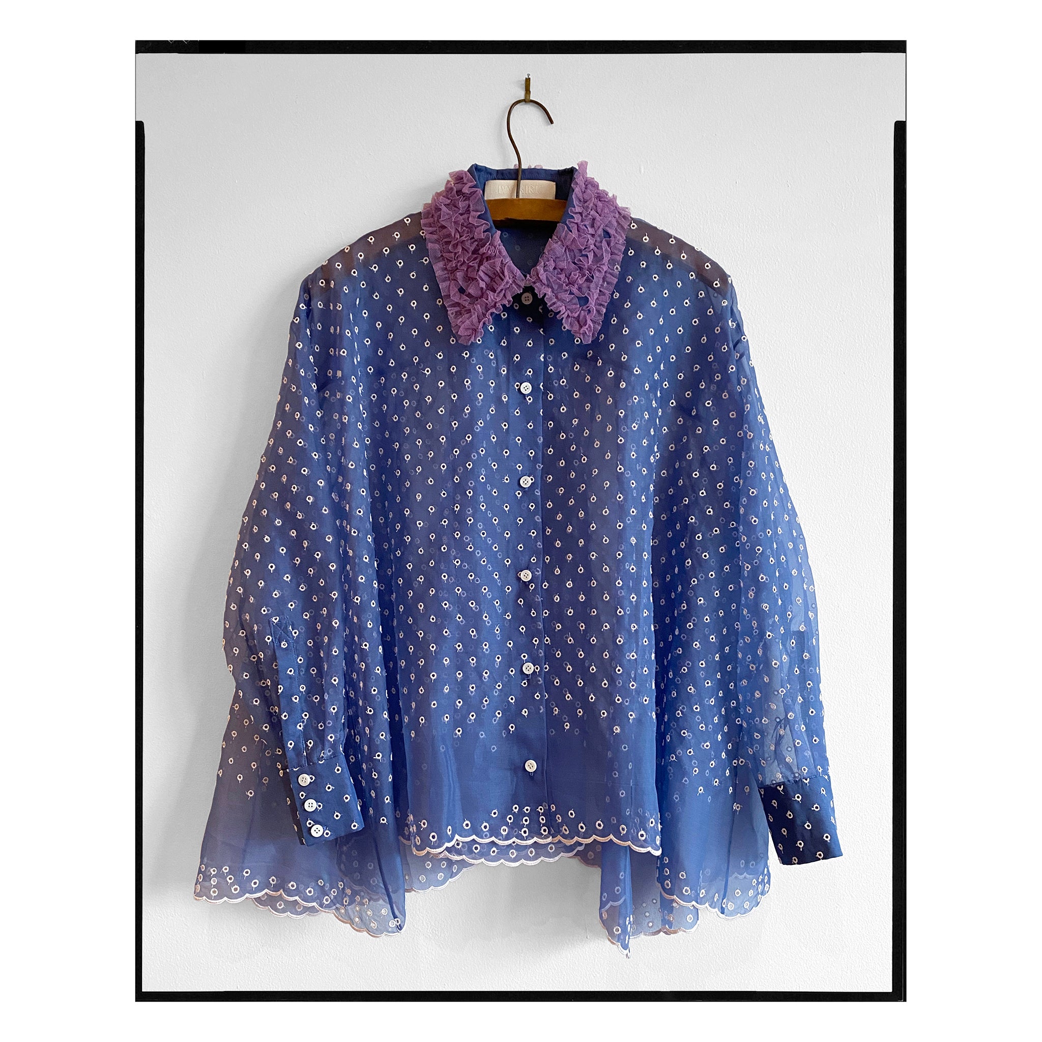 Blue San Gallo Silk Organza Trapeze Shirt