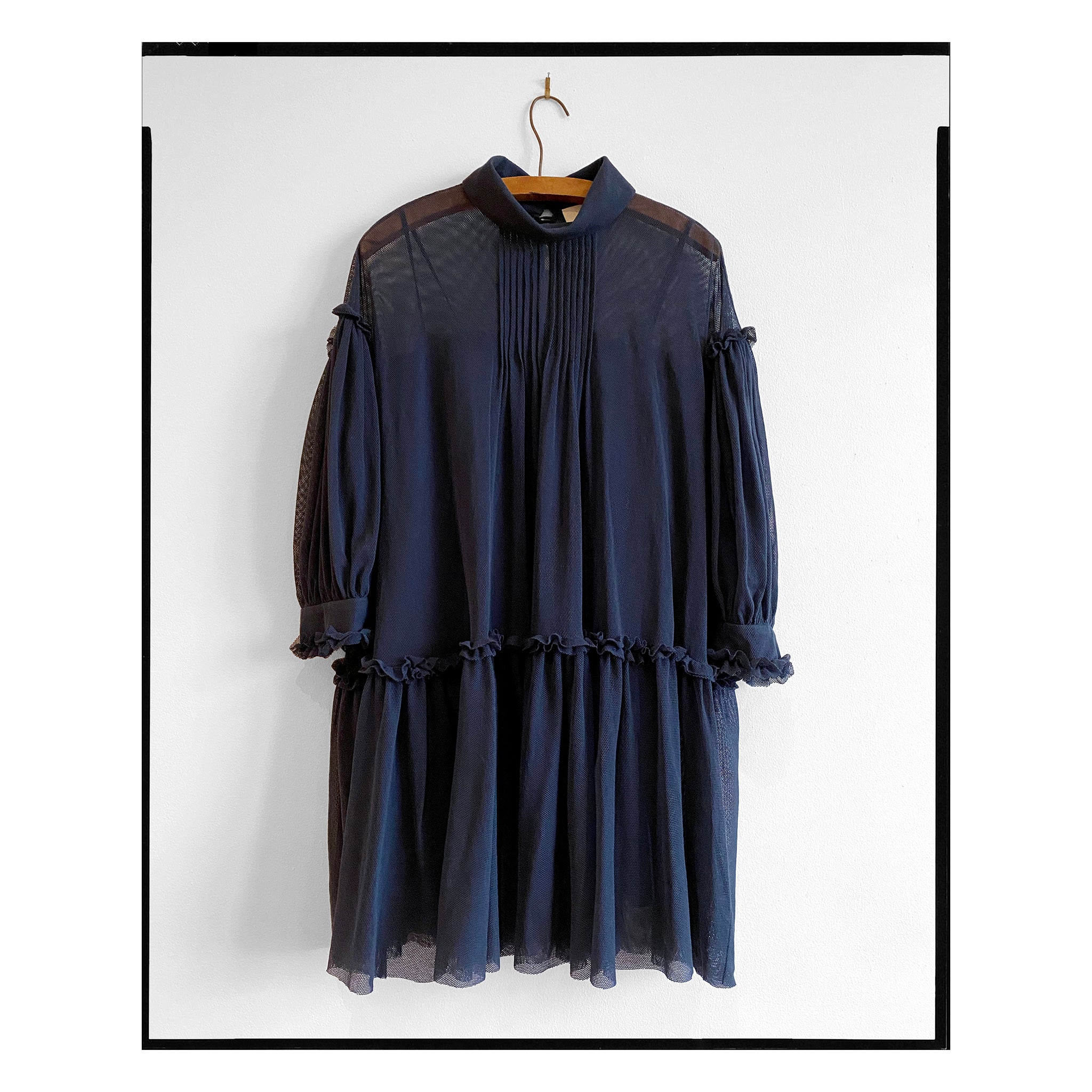Navy Organic Cotton Tulle Smock Dress