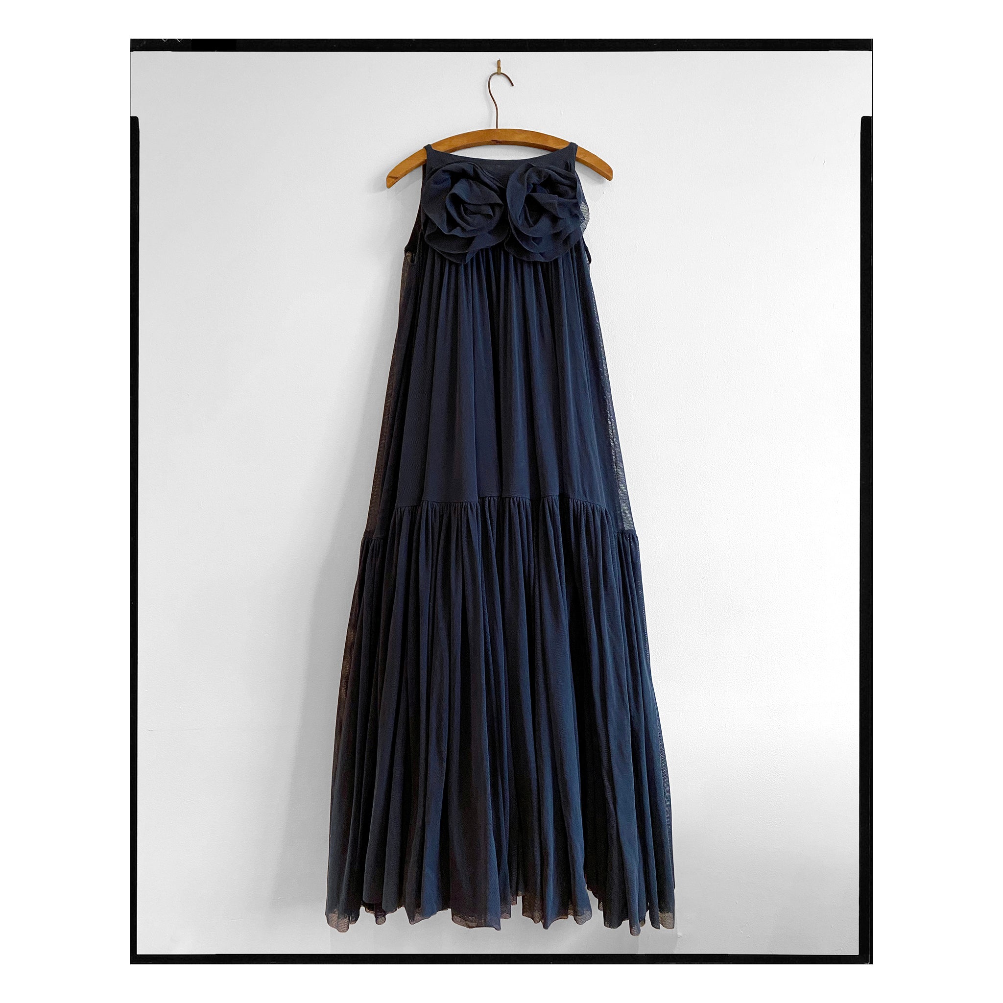 Navy Organic Cotton Tulle Rose Gown