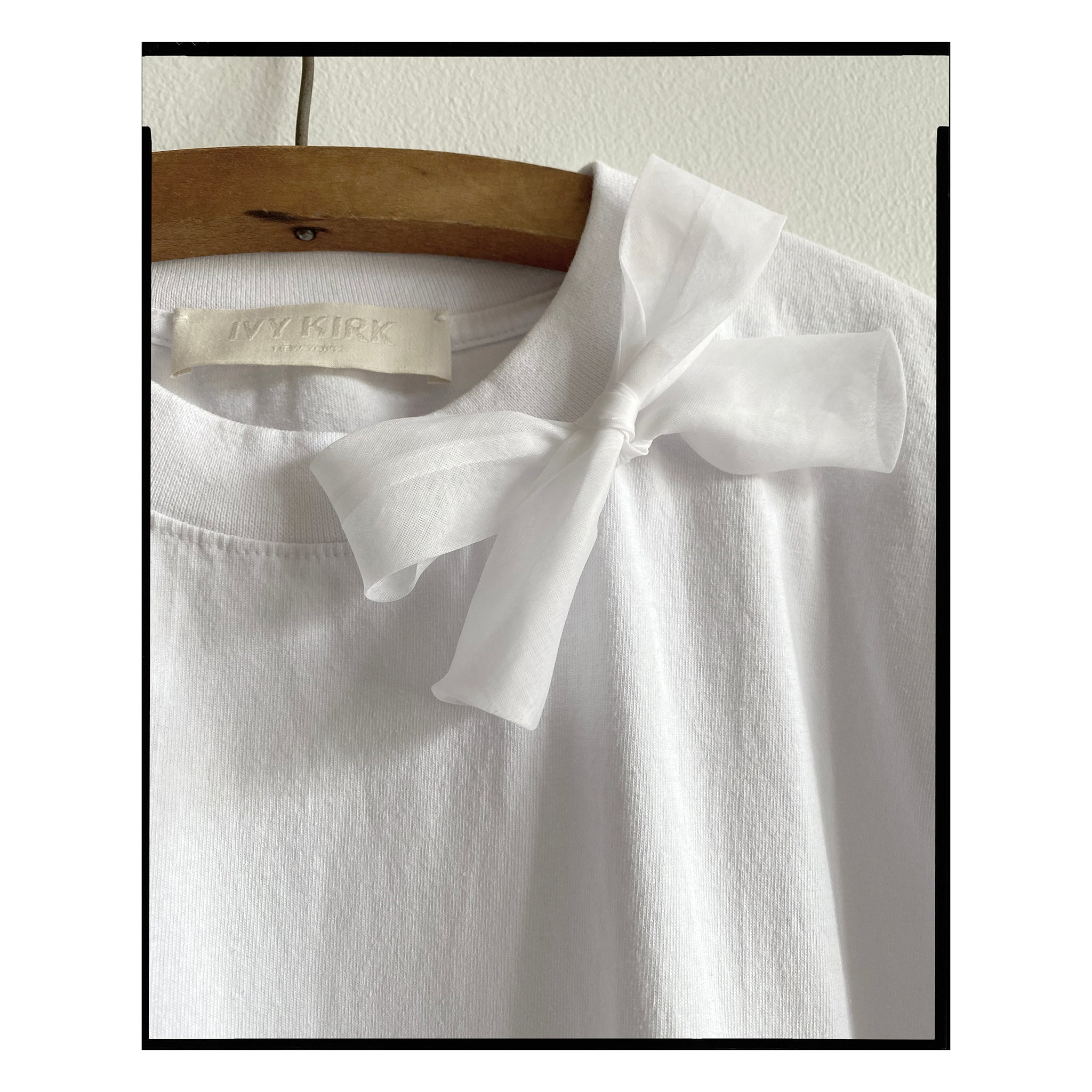 White Organdy Single Bow Tee