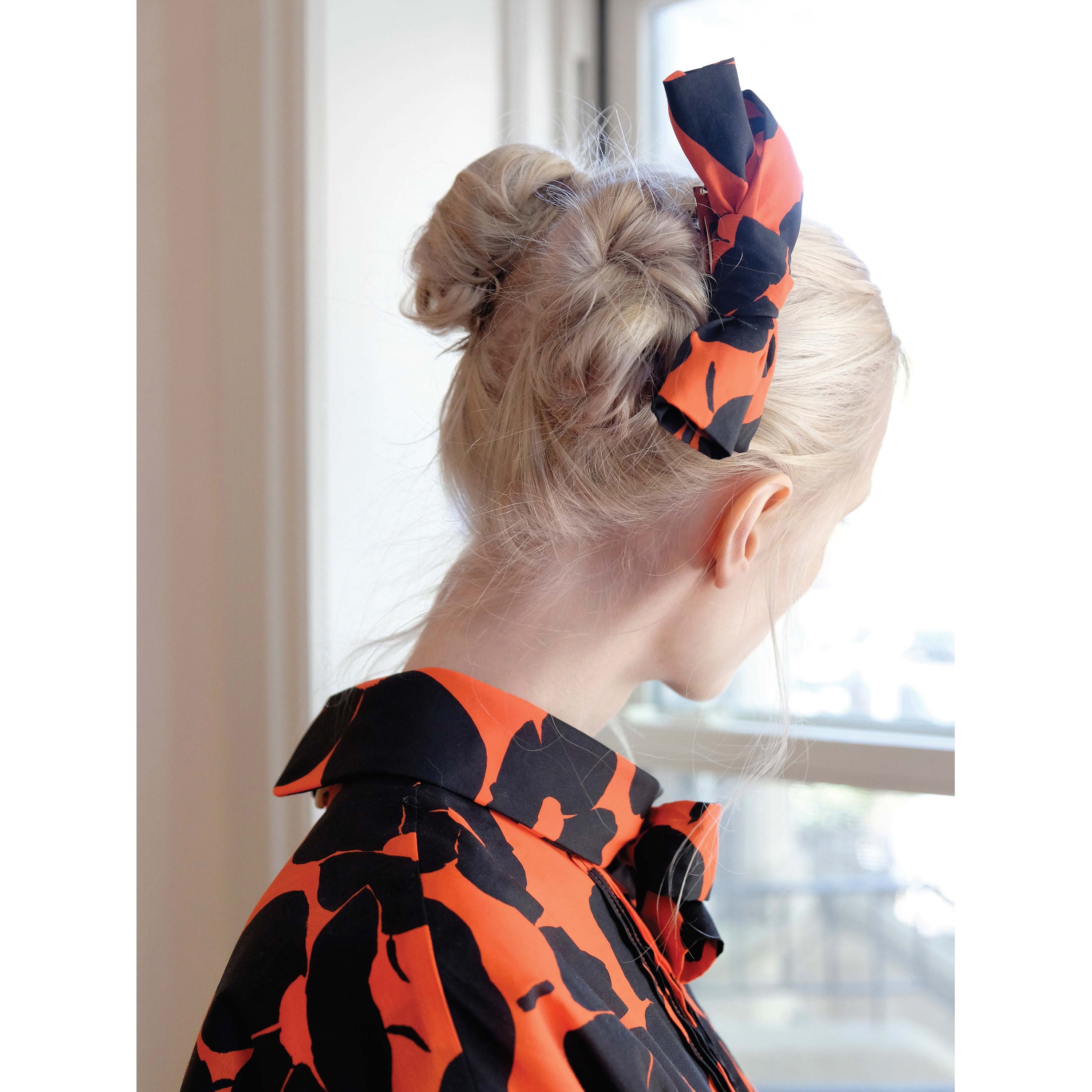 POPPY PRINT POPLIN HAIR BOW