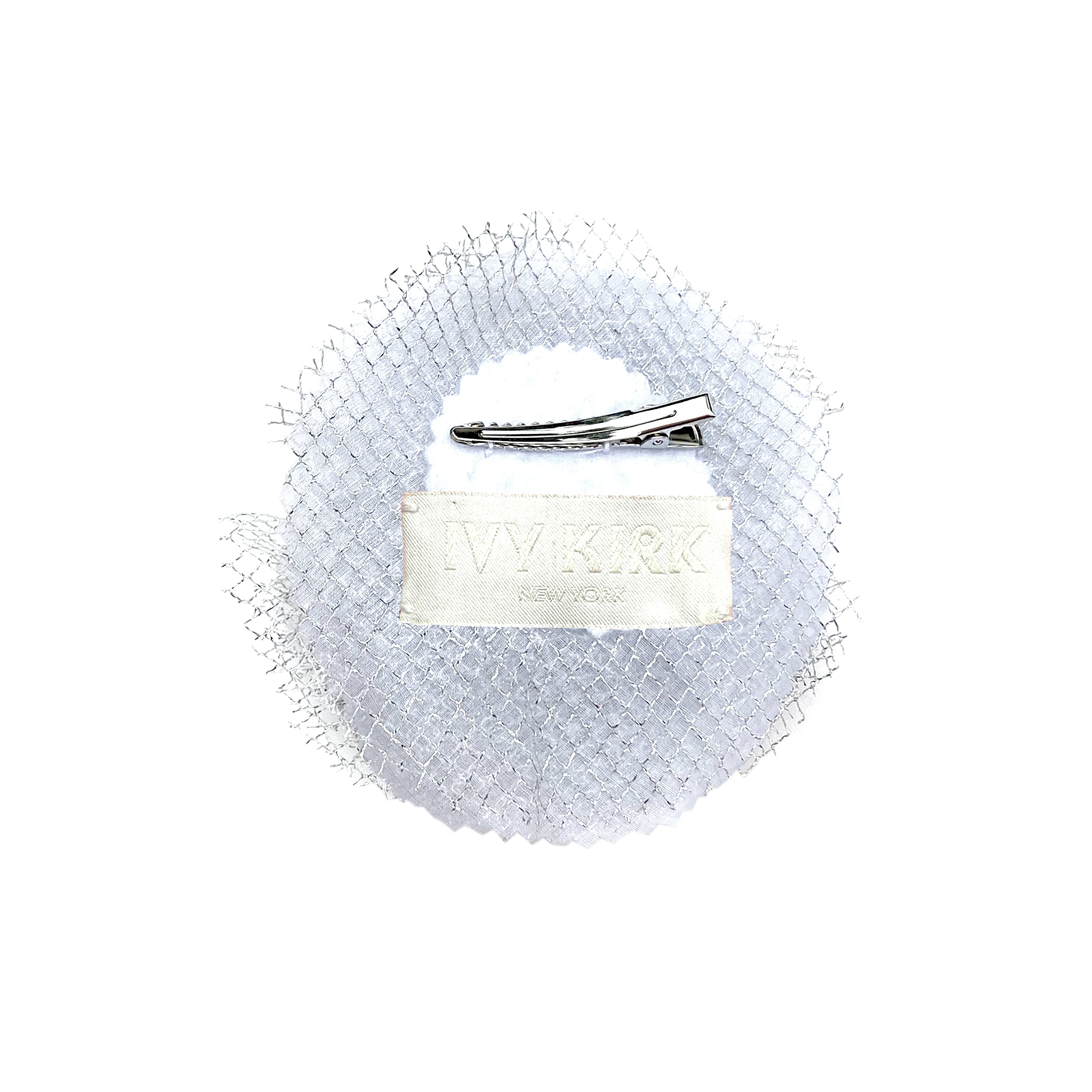 Silver Tulle Floral Clip