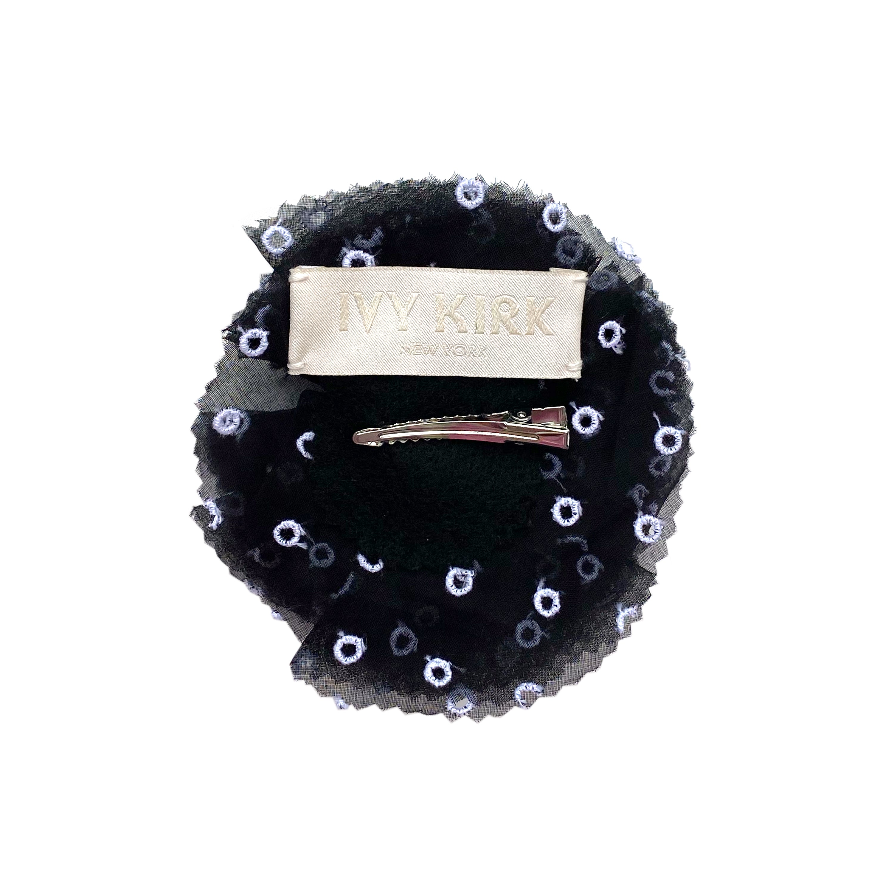 Black San Gallo Organdy Floral Hair Clip