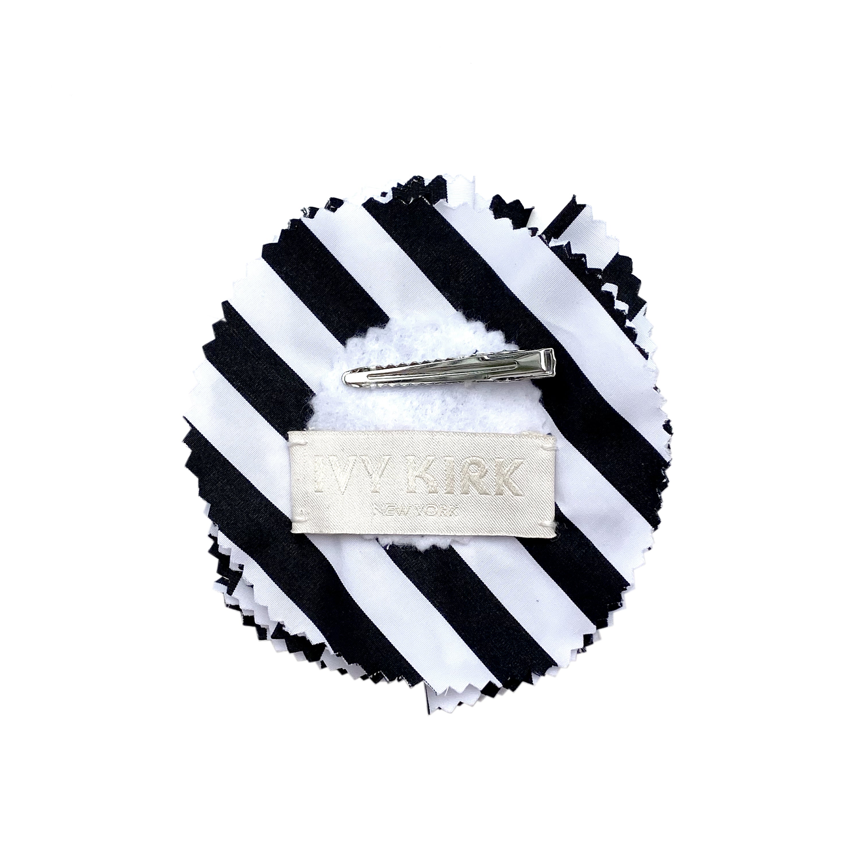 Black & White Striped Poplin Floral Clip