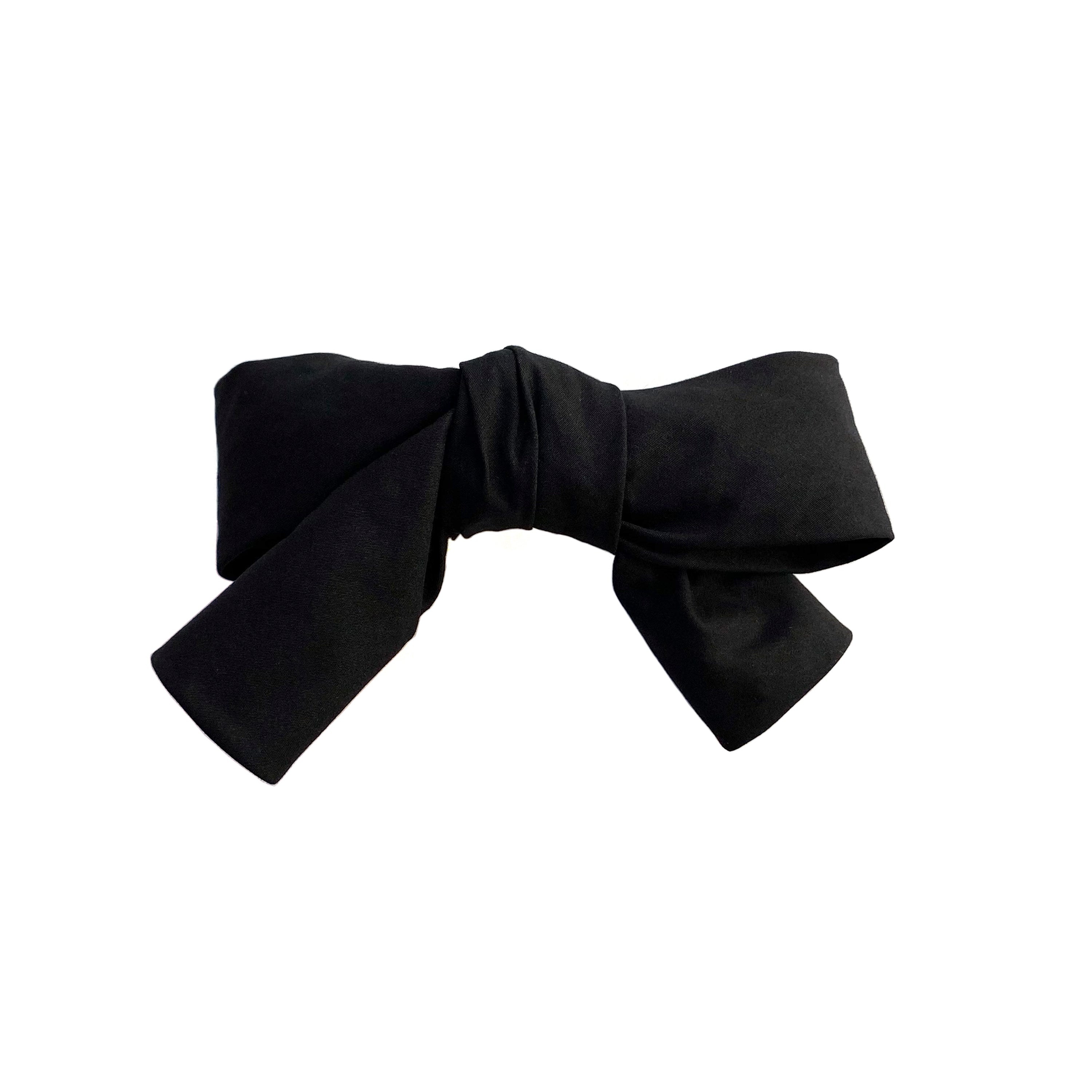 BLACK COTTON POPLIN HAIR BOW