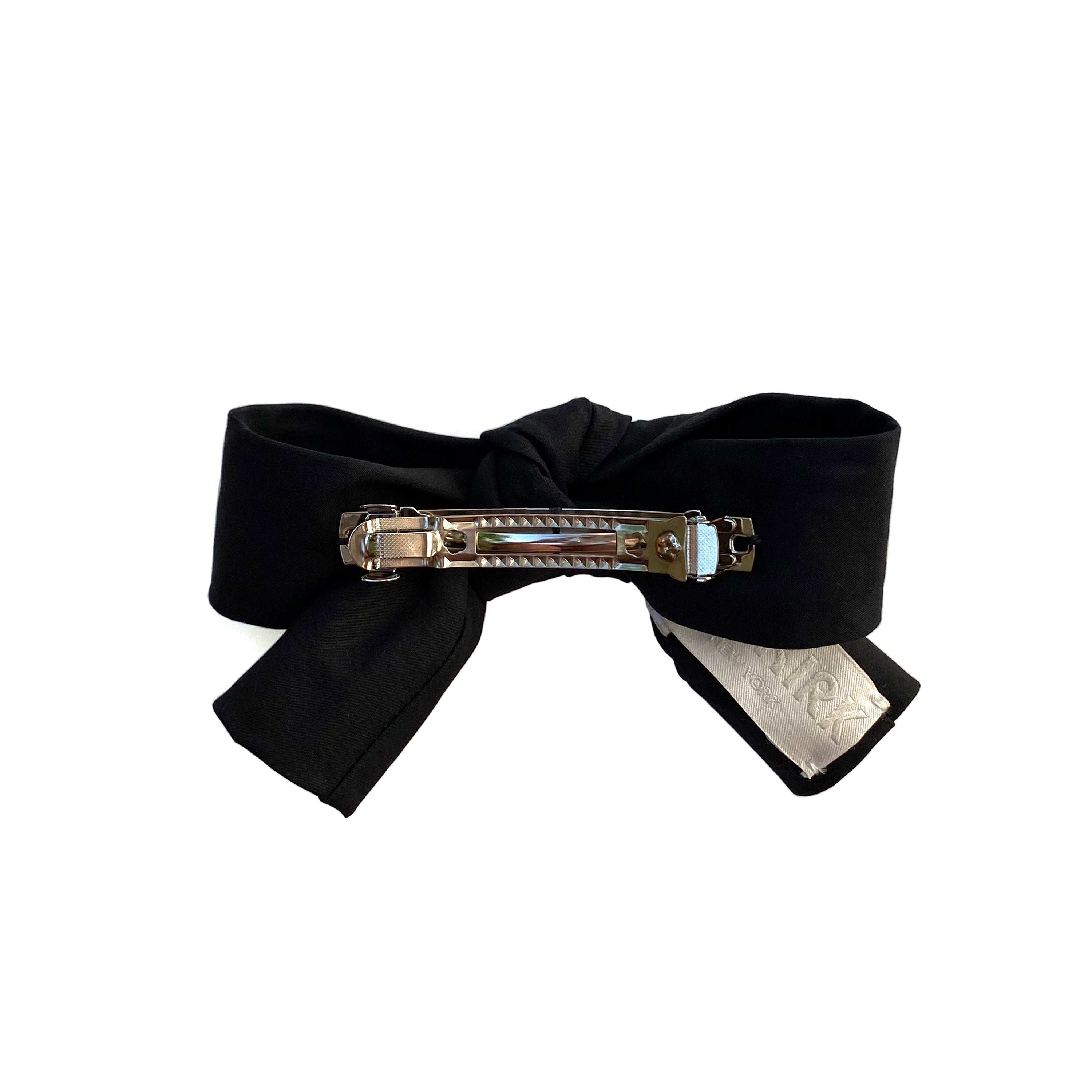 BLACK COTTON POPLIN HAIR BOW