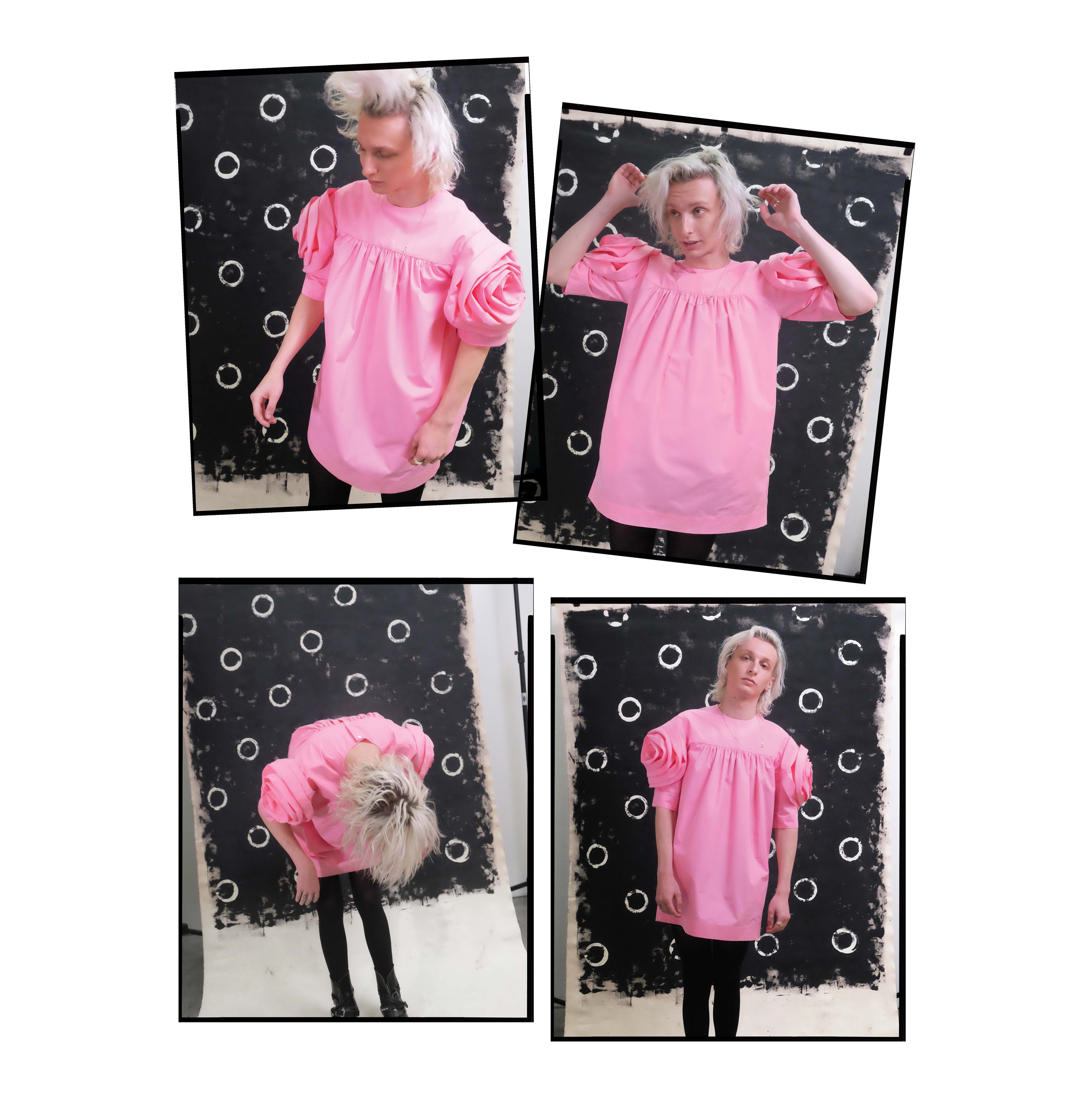 Pink Rose Sleeve Shift Dress
