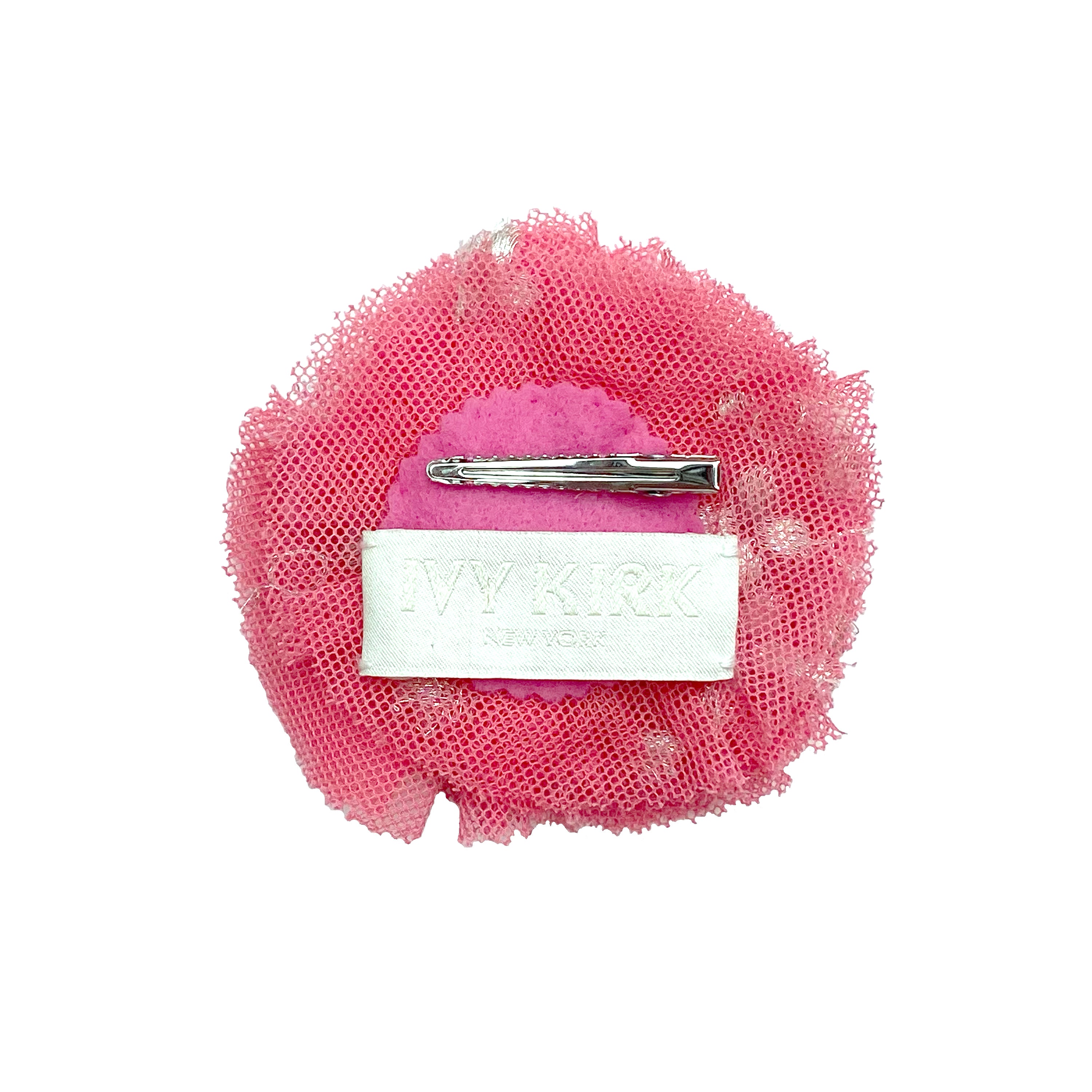 Pink & Silver Mixed Embroidery Floral Clip