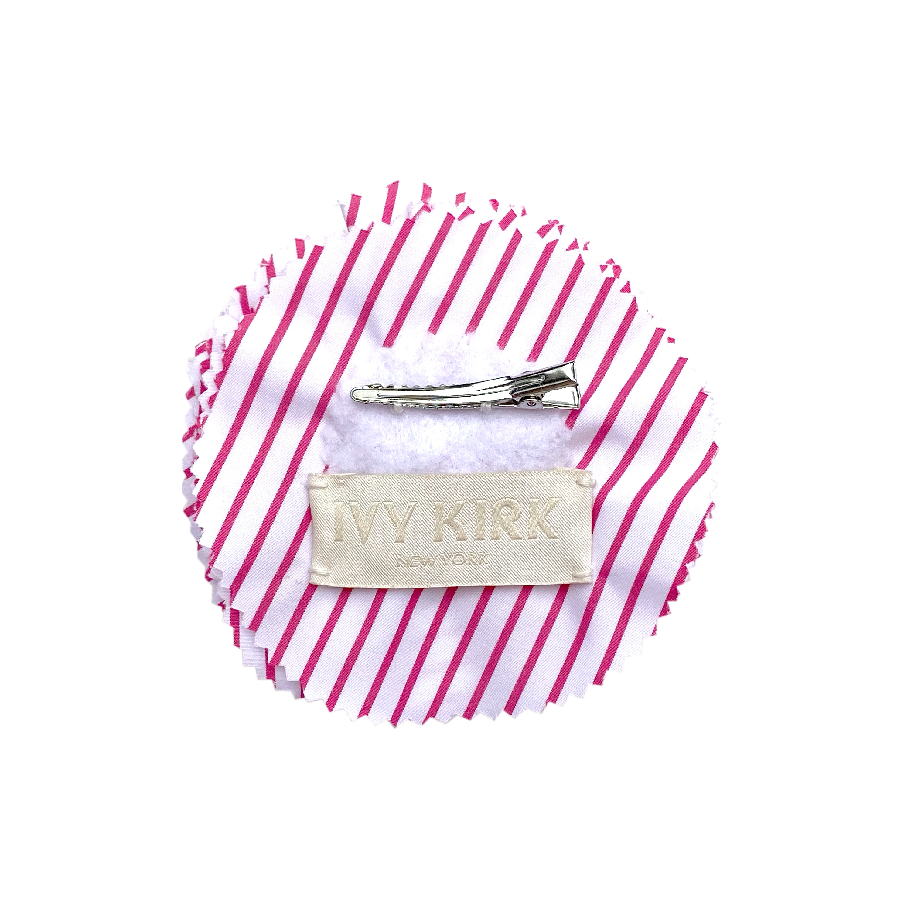 Pink & White Striped Poplin Floral Clip