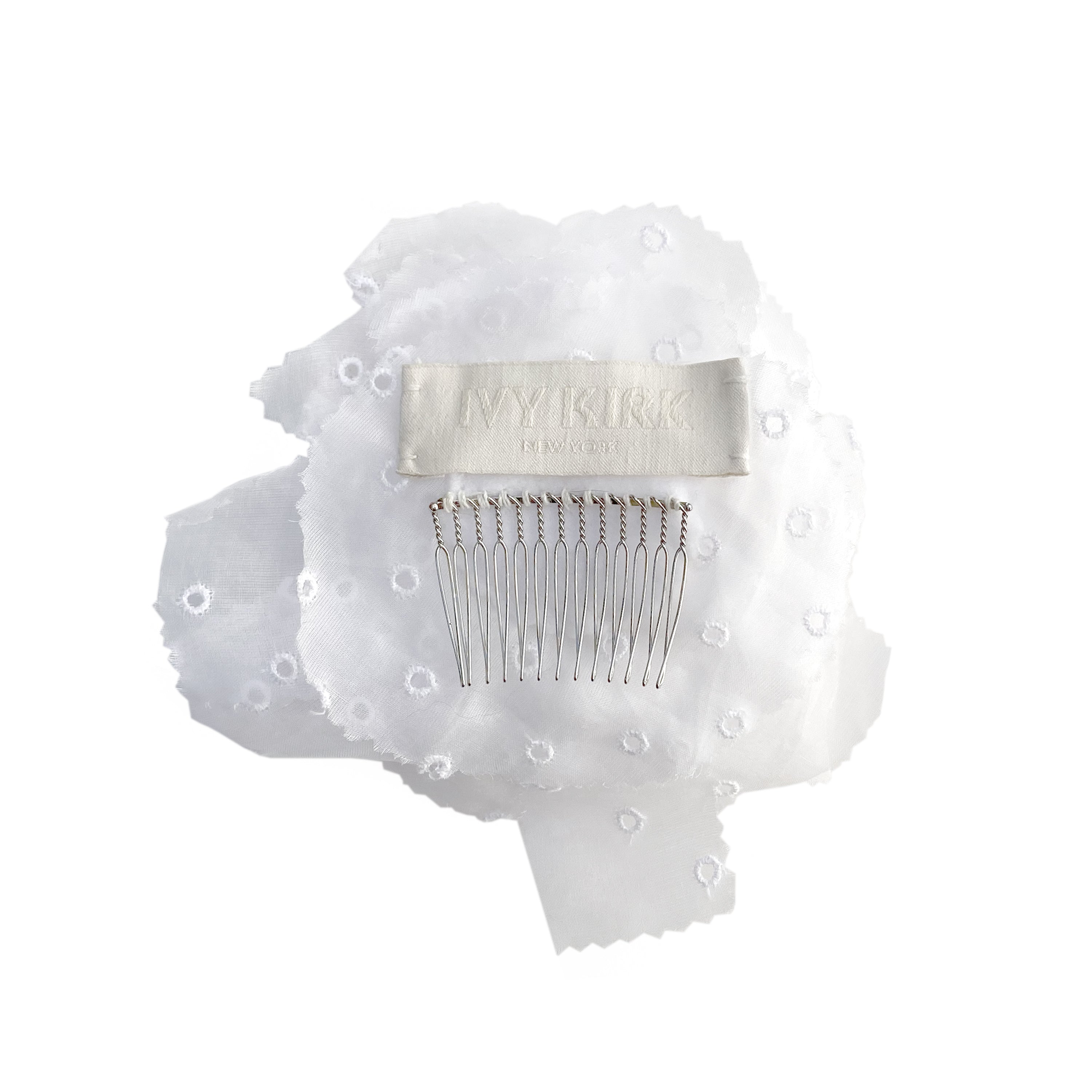 White San Gallo Organdy Unique Hair Clip