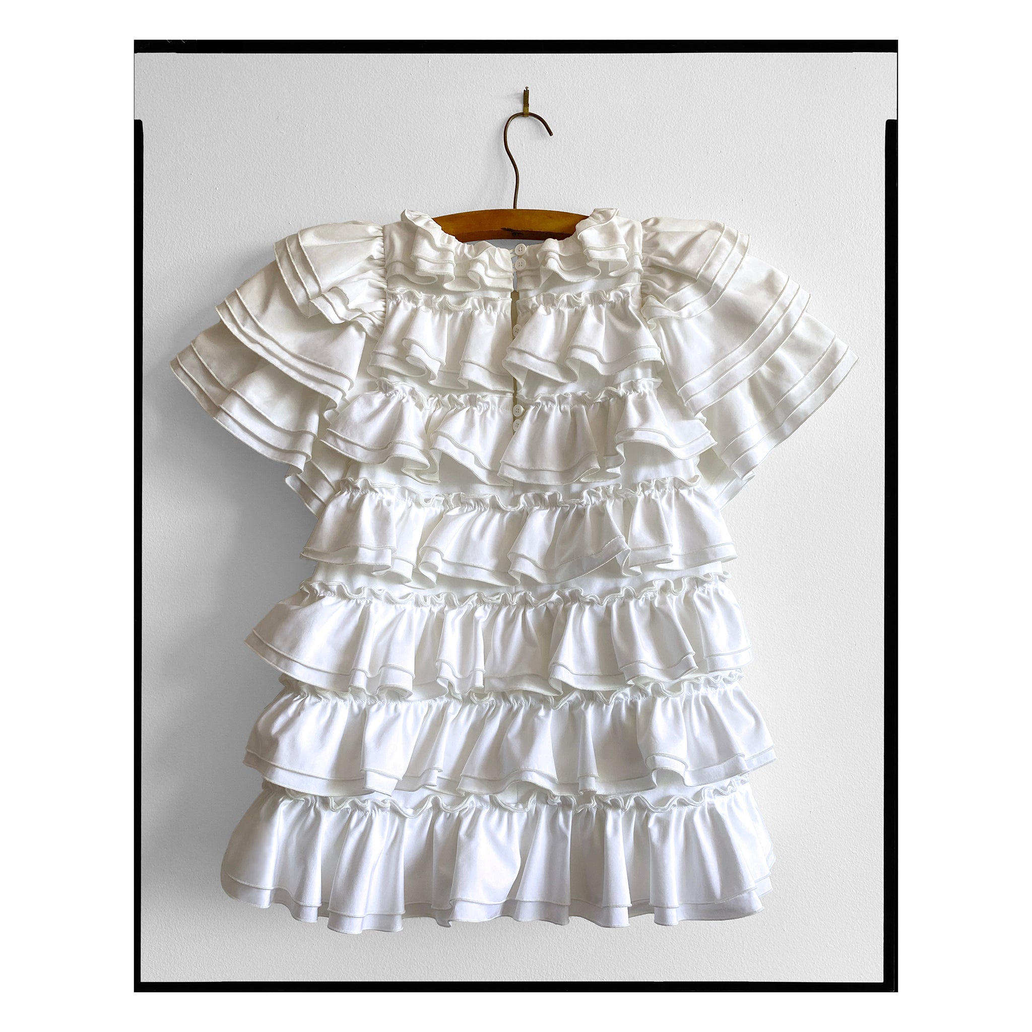 White Poplin Ruffle Layered Top