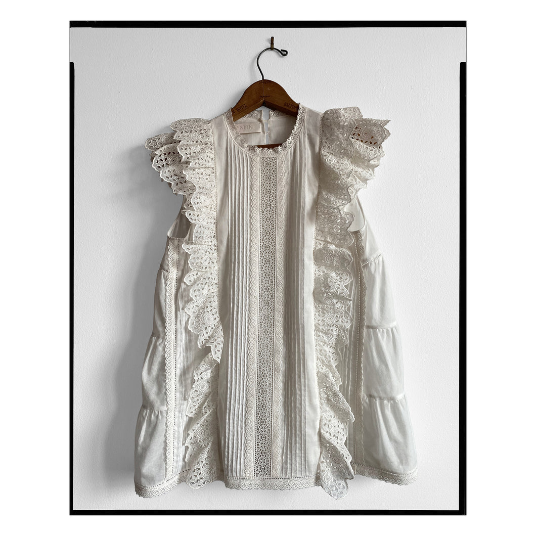 Broderie Anglaise Tiered Back Ruffle Top