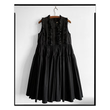 Load image into Gallery viewer, Black Pintuck Ruffle Flared Dress
