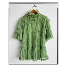 Load image into Gallery viewer, Mint Cotton Tulle Diamond Ruffle Top
