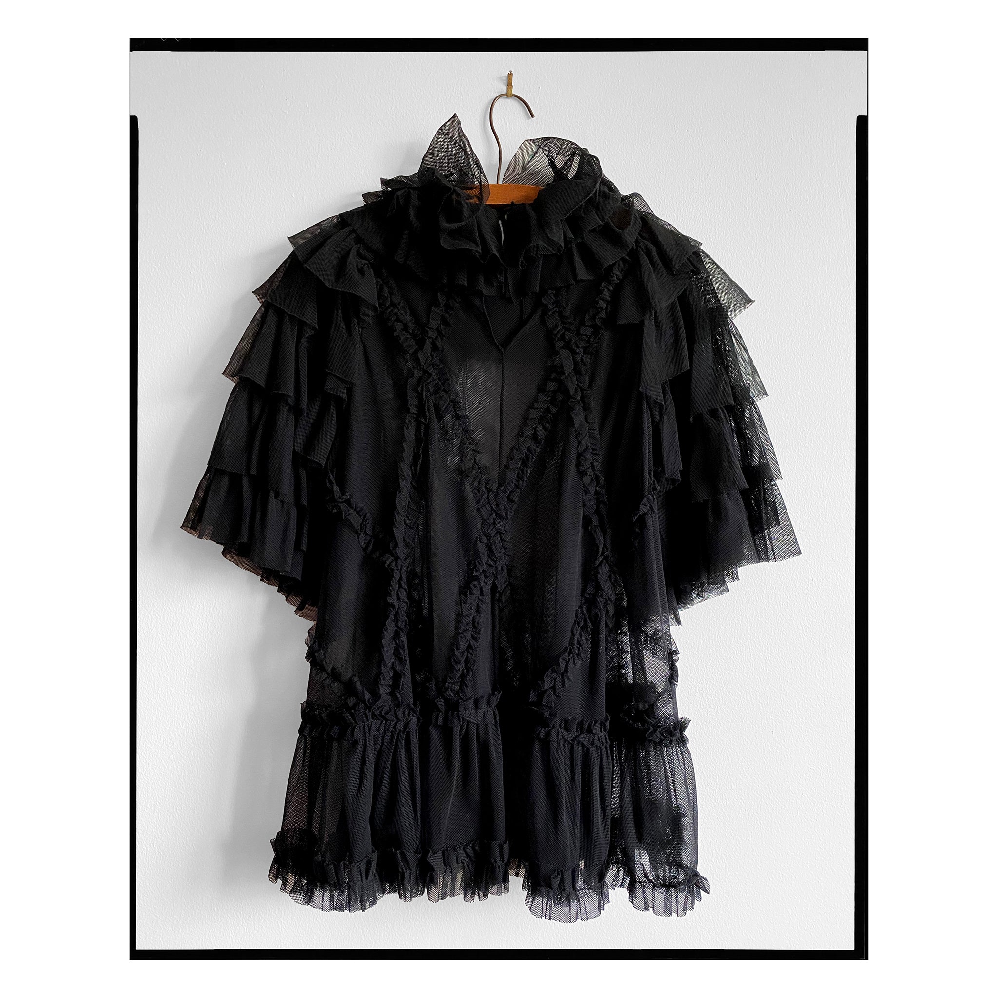 Black Cotton Tulle Diamond Ruffle Top