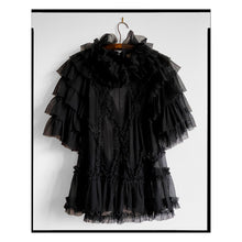 Load image into Gallery viewer, Black Cotton Tulle Diamond Ruffle Top
