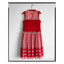 Load image into Gallery viewer, Embellished Pink &amp; Red Cotton Tulle Striped Midi Dress

