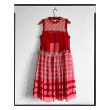 Load image into Gallery viewer, Embellished Pink &amp; Red Cotton Tulle Striped Midi Dress
