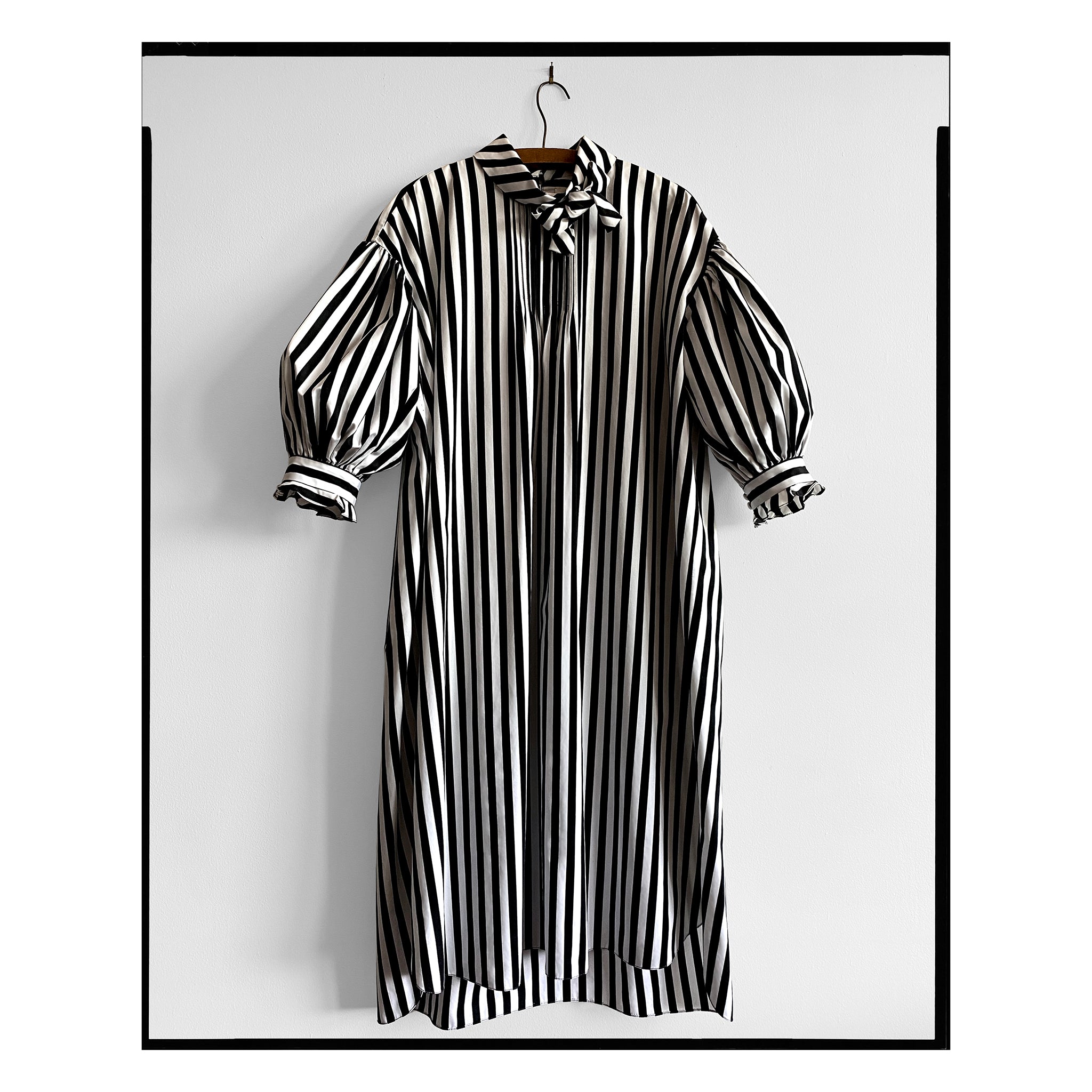 Black & White Striped Poplin Bow Dress