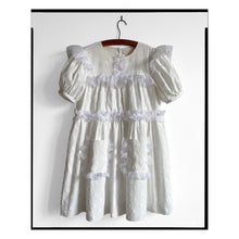 Load image into Gallery viewer, White Dot Poplin Puff Sleeve Mini Dress
