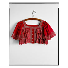 Load image into Gallery viewer, Red &amp; Silver Broderie Anglaise Crop Top
