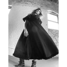 Load image into Gallery viewer, Black Mixed Eyelet Capelet Maxi Dress
