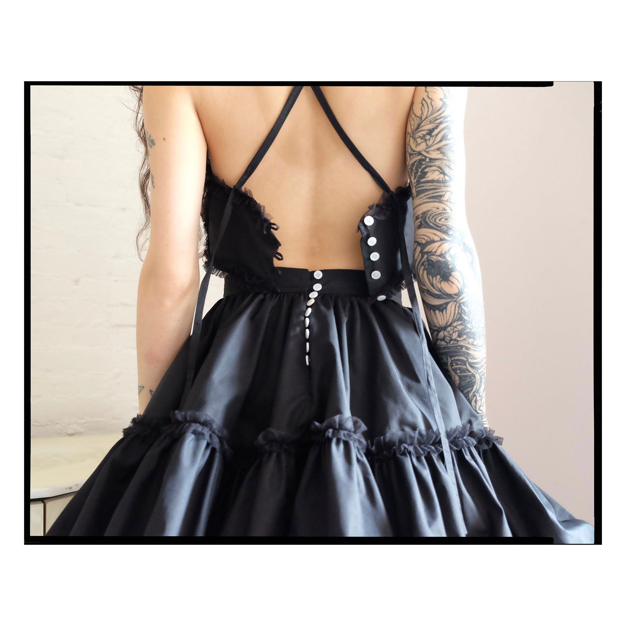 Black Poplin Mini Petticoat Skirt