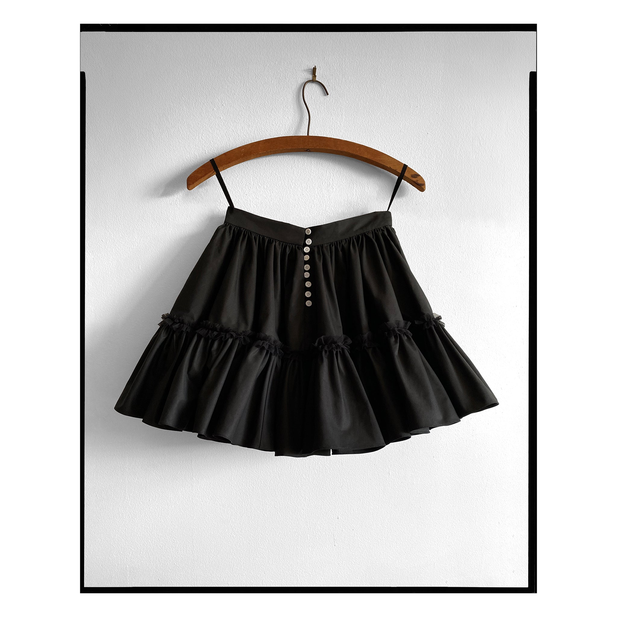 Black Poplin Mini Petticoat Skirt