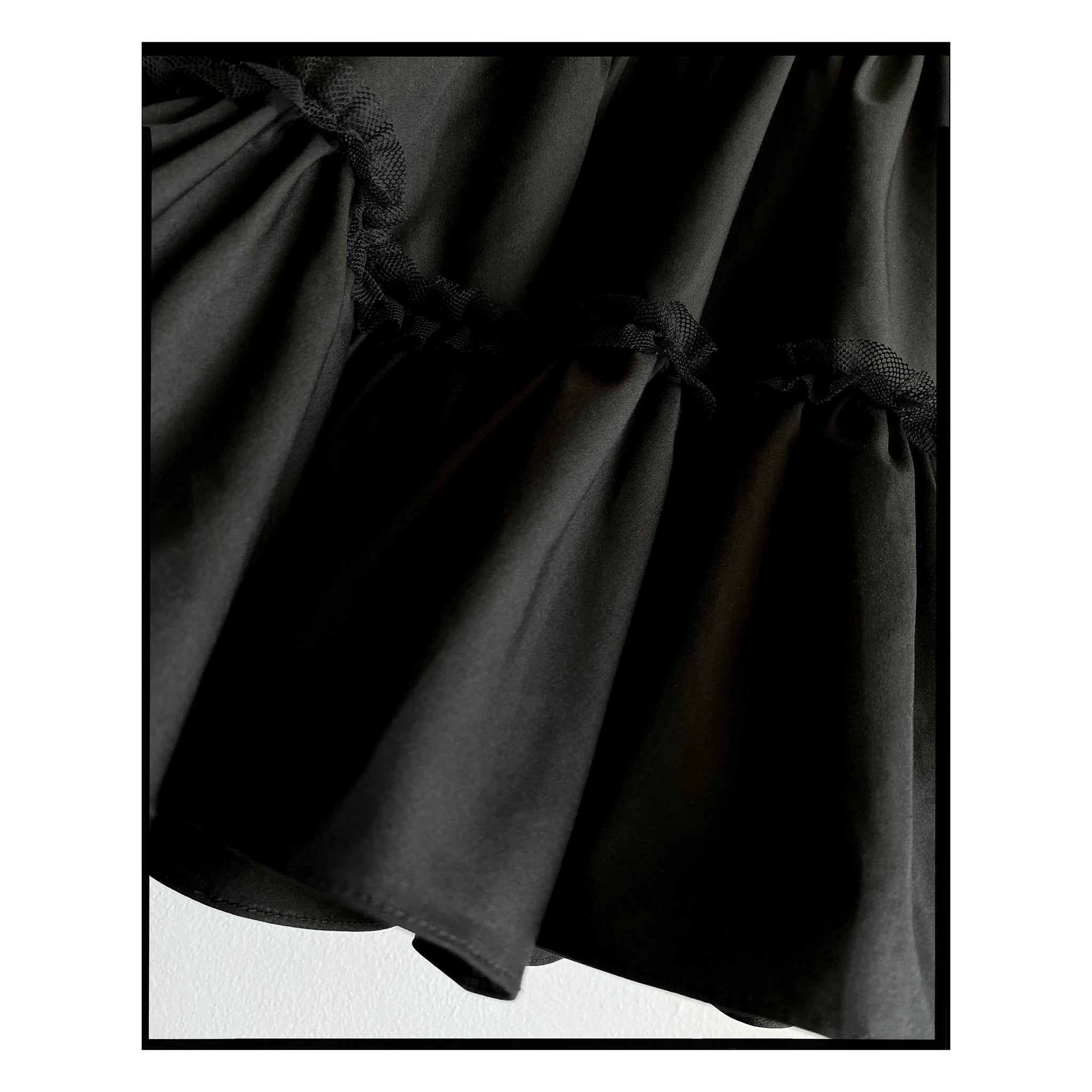 Black Poplin Mini Petticoat Skirt