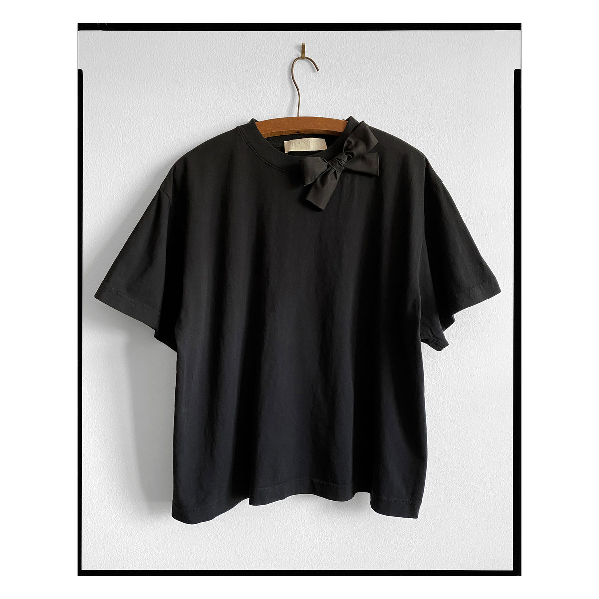Black Poplin Single Bow Tee