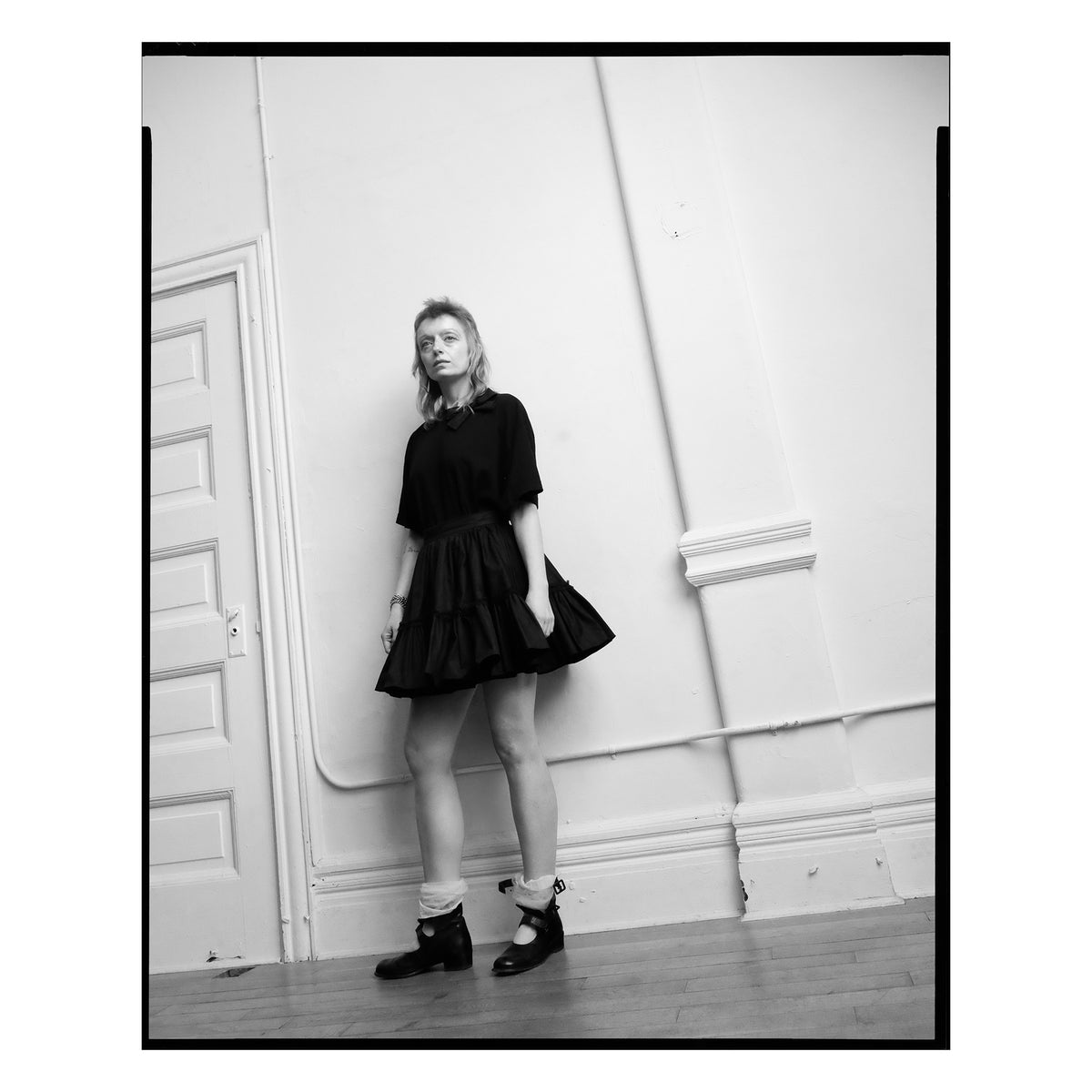Black Poplin Single Bow Tee