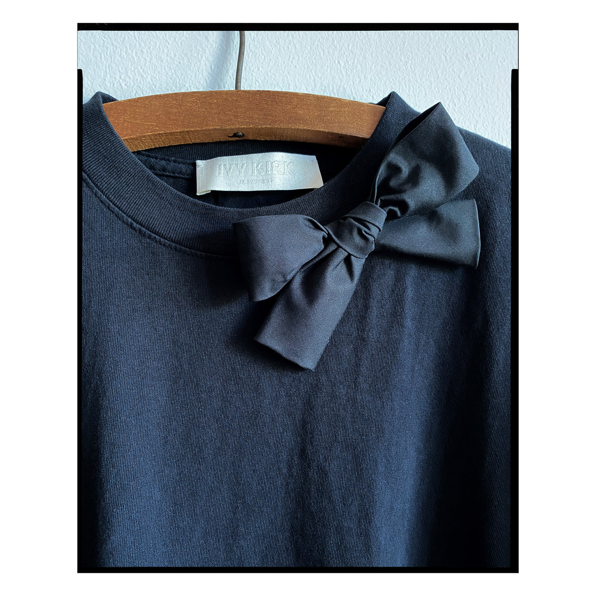 Black Poplin Single Bow Tee