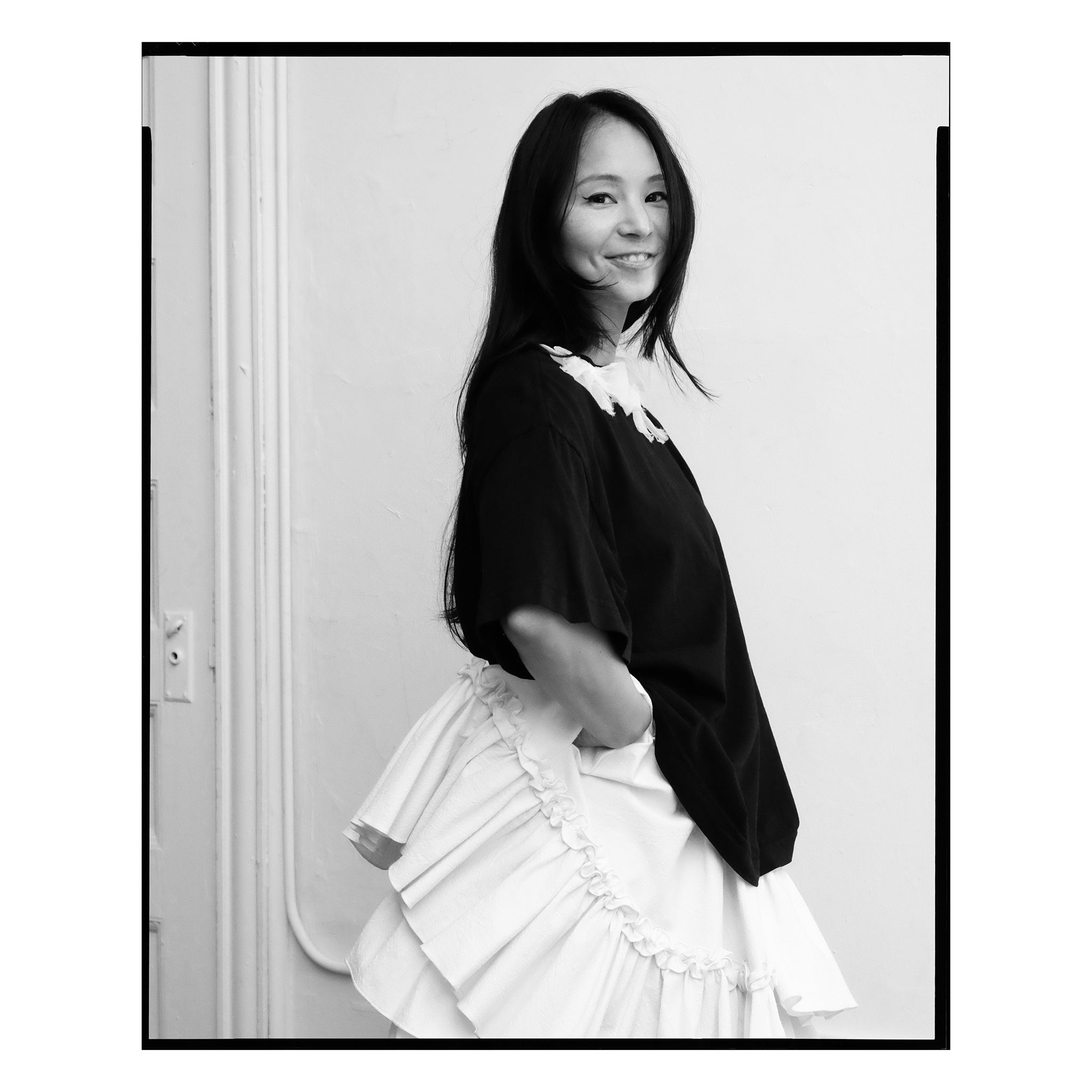 Black & White Organdy Bow Tee
