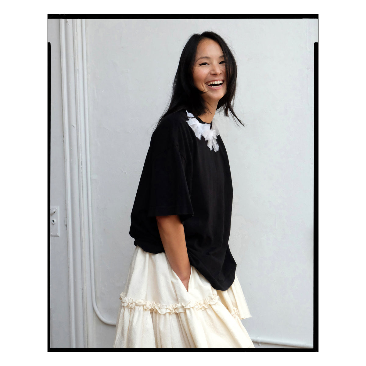 Black & White Organdy Bow Tee