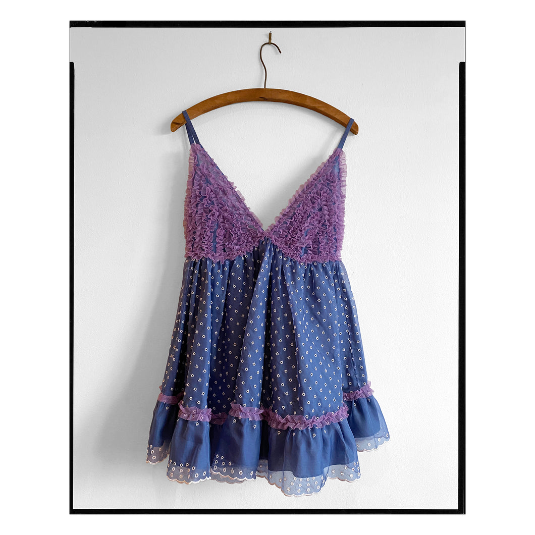 San Gallo Silk Organza Ruffled Mini Dress